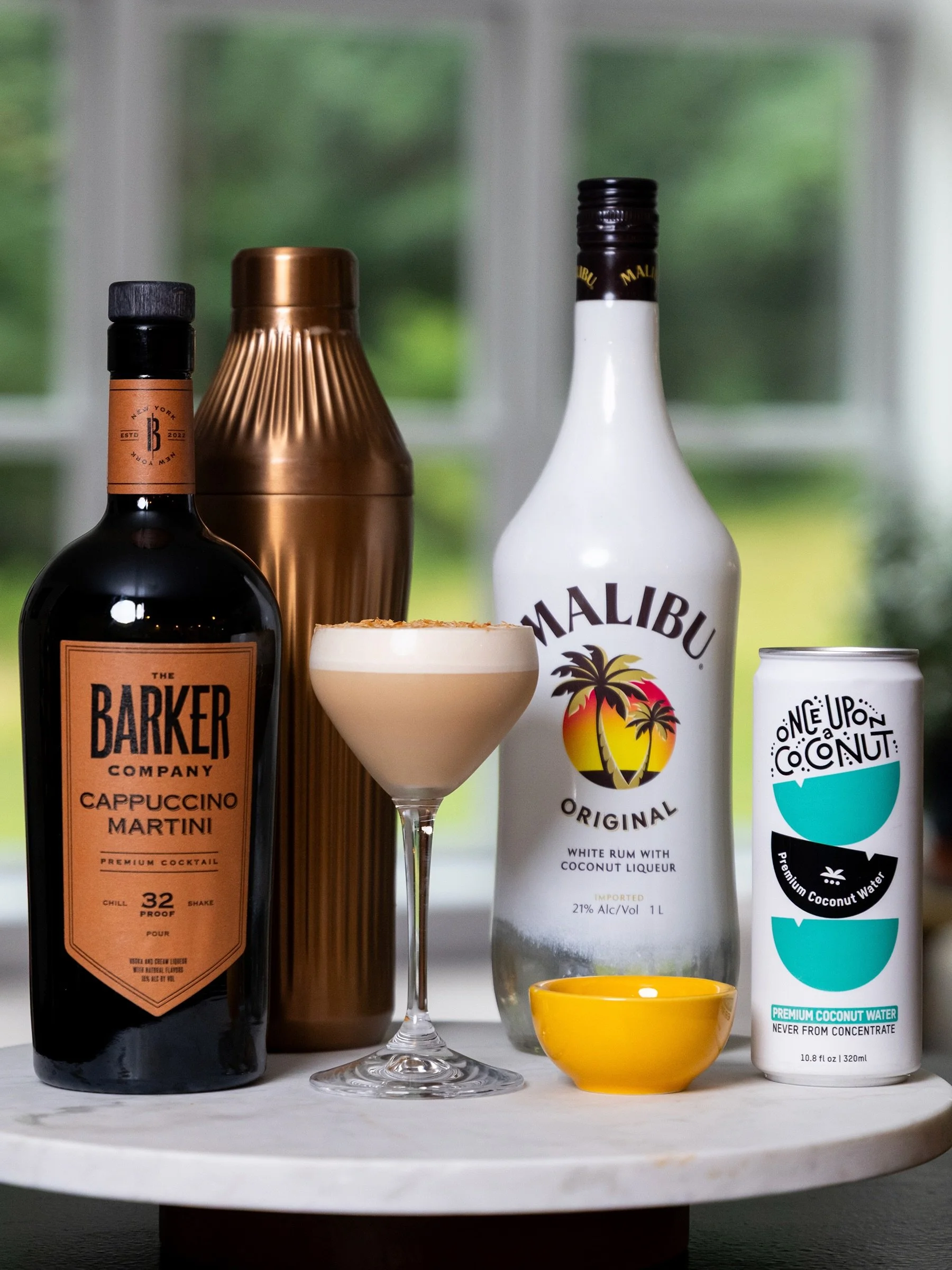 Coconut Cappuccino Martini 🍸🥥☕️

&bull; 3 oz. Barker Cappuccino Martini
&bull; 1 oz. @onceuponacoconut coconut water
&bull; &frac12; oz. @malibu_rum Coconut Rum
Garnish: Toasted Coconut Flakes

Our Espresso &amp; Cappuccino Martinis are made with 1