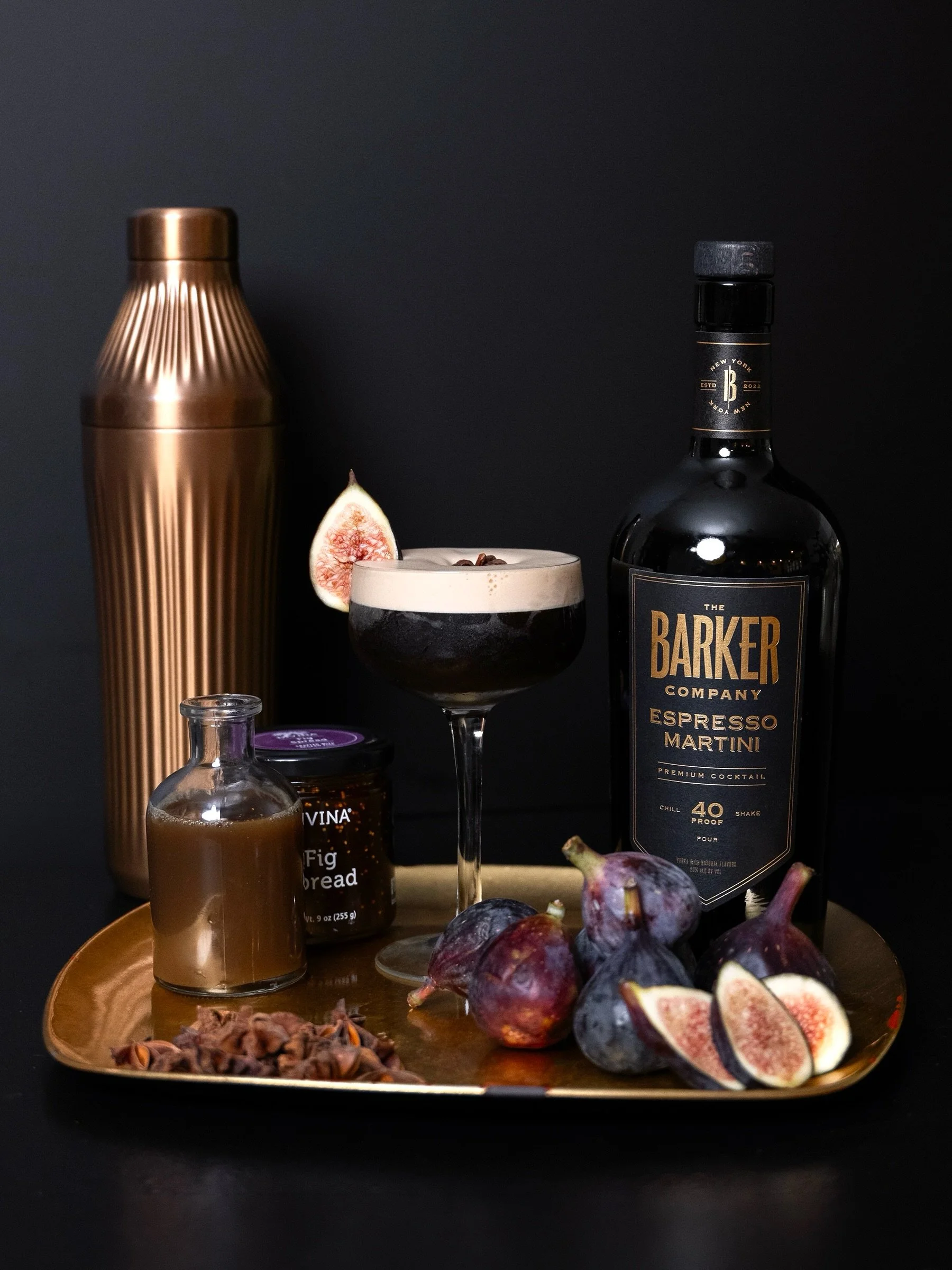 Spiced Fig &amp; Chai Espresso Martini ☕️🍸✨

&bull; 3 oz. Barker Company Espresso Martini
&bull; &frac12; oz. Fig Preserves or Fig Syrup
&bull; &frac14; oz. Chai Syrup
Garnish:
&bull; Star Anise
&bull; Fig Slice

#espressomartini #figs #chai #cockta