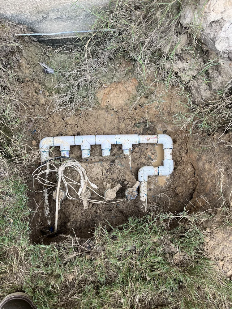 PVC manifold with wiring in place
