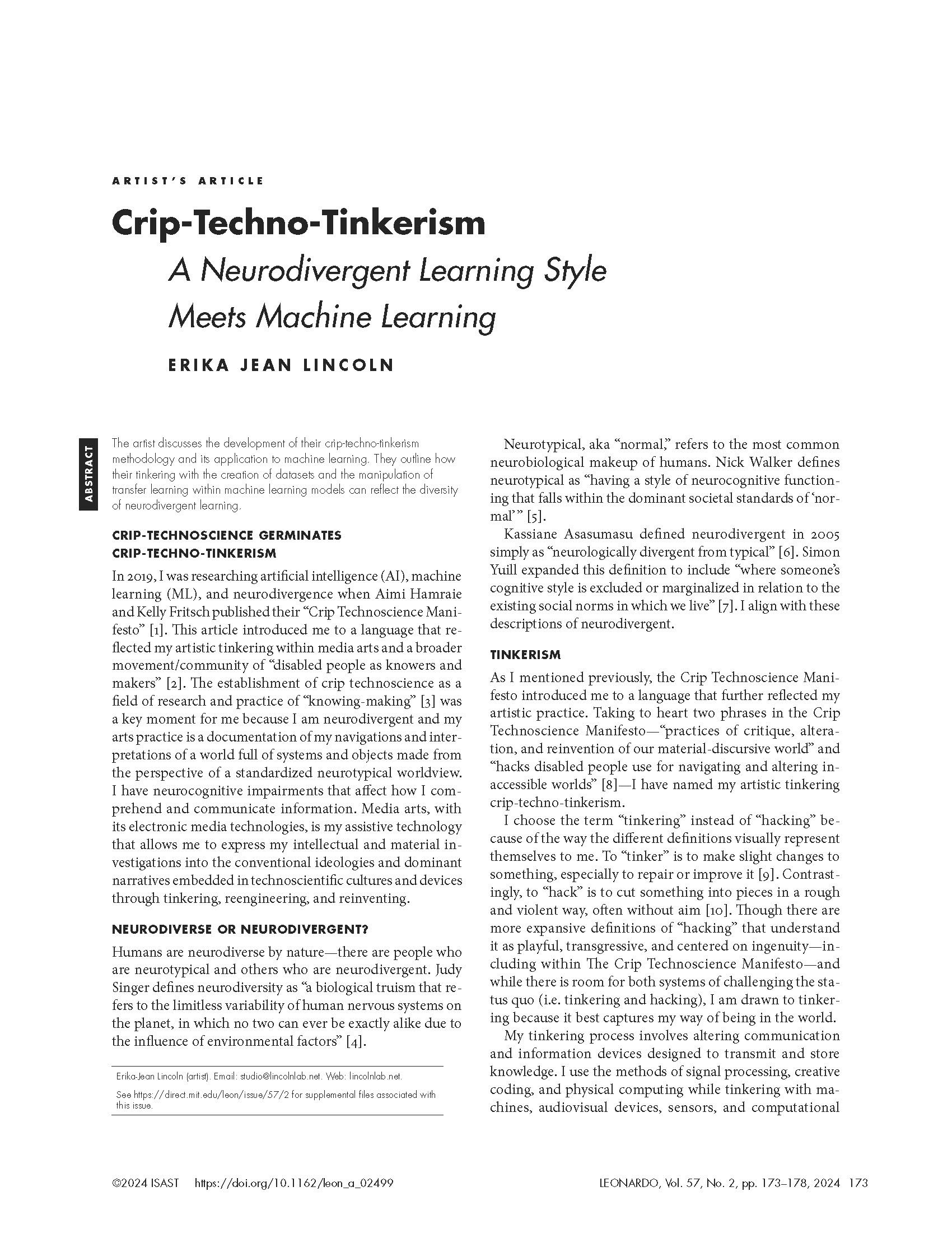 Crip-Techno-Tinkerism. Image of page 1 of 6