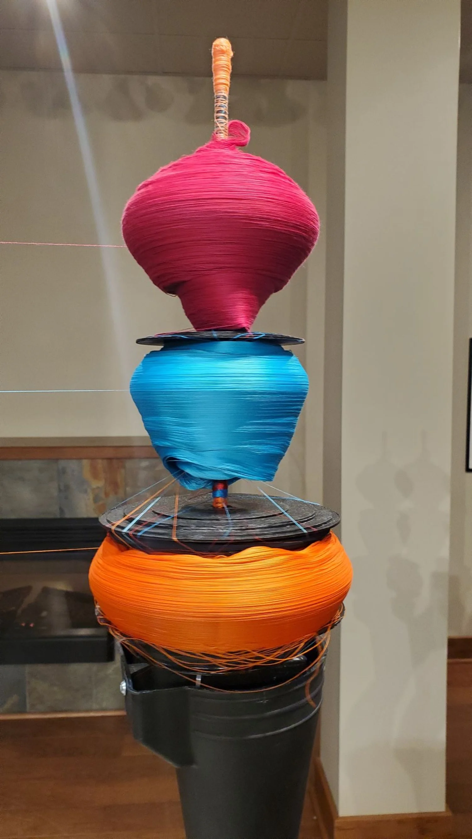 Curative. wood, paper, machine embroidery thread, paint. wound during Neural KNot. at the Buhler Gallery 2021. WPG.