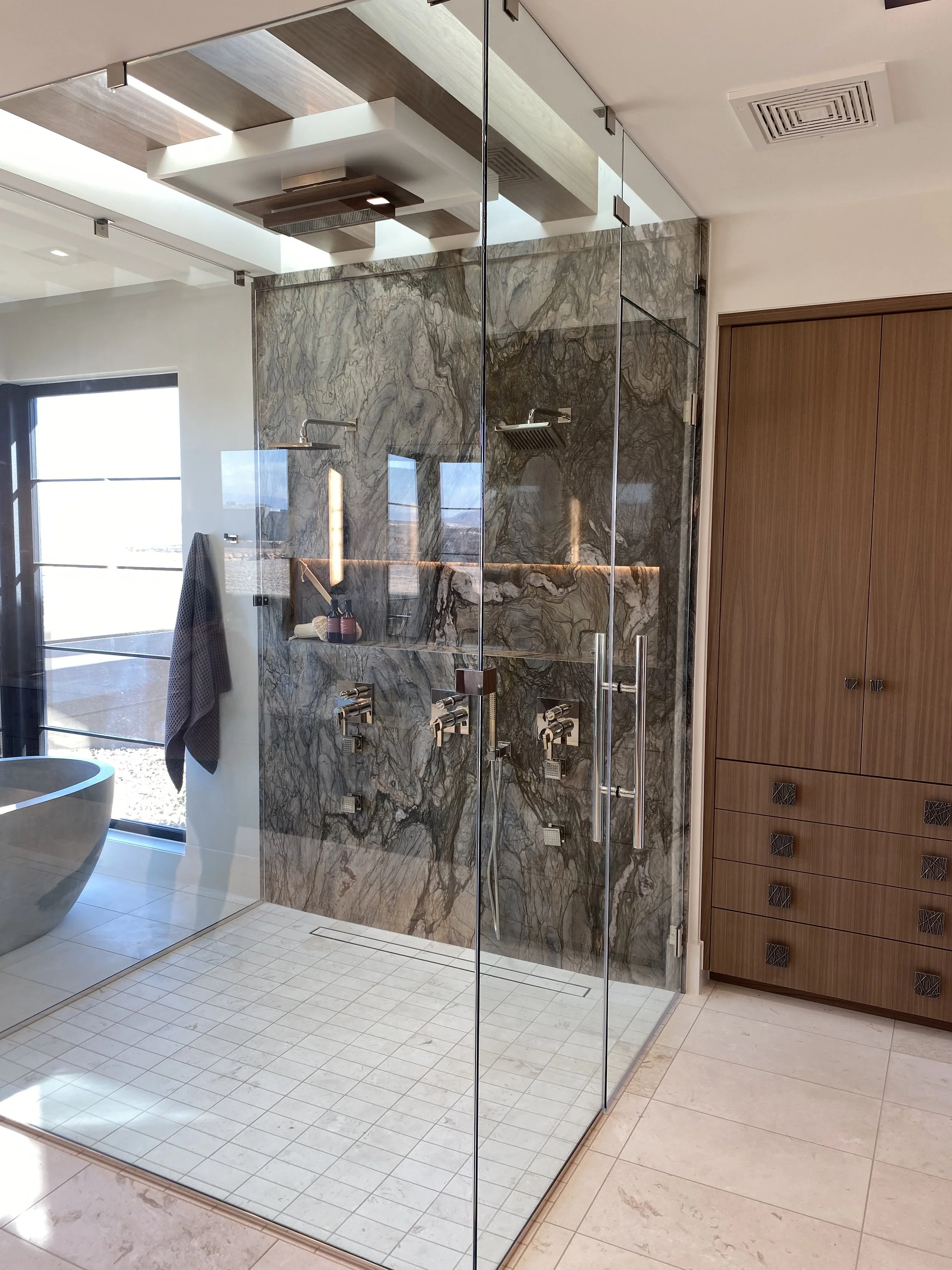 Quartzite shower wall