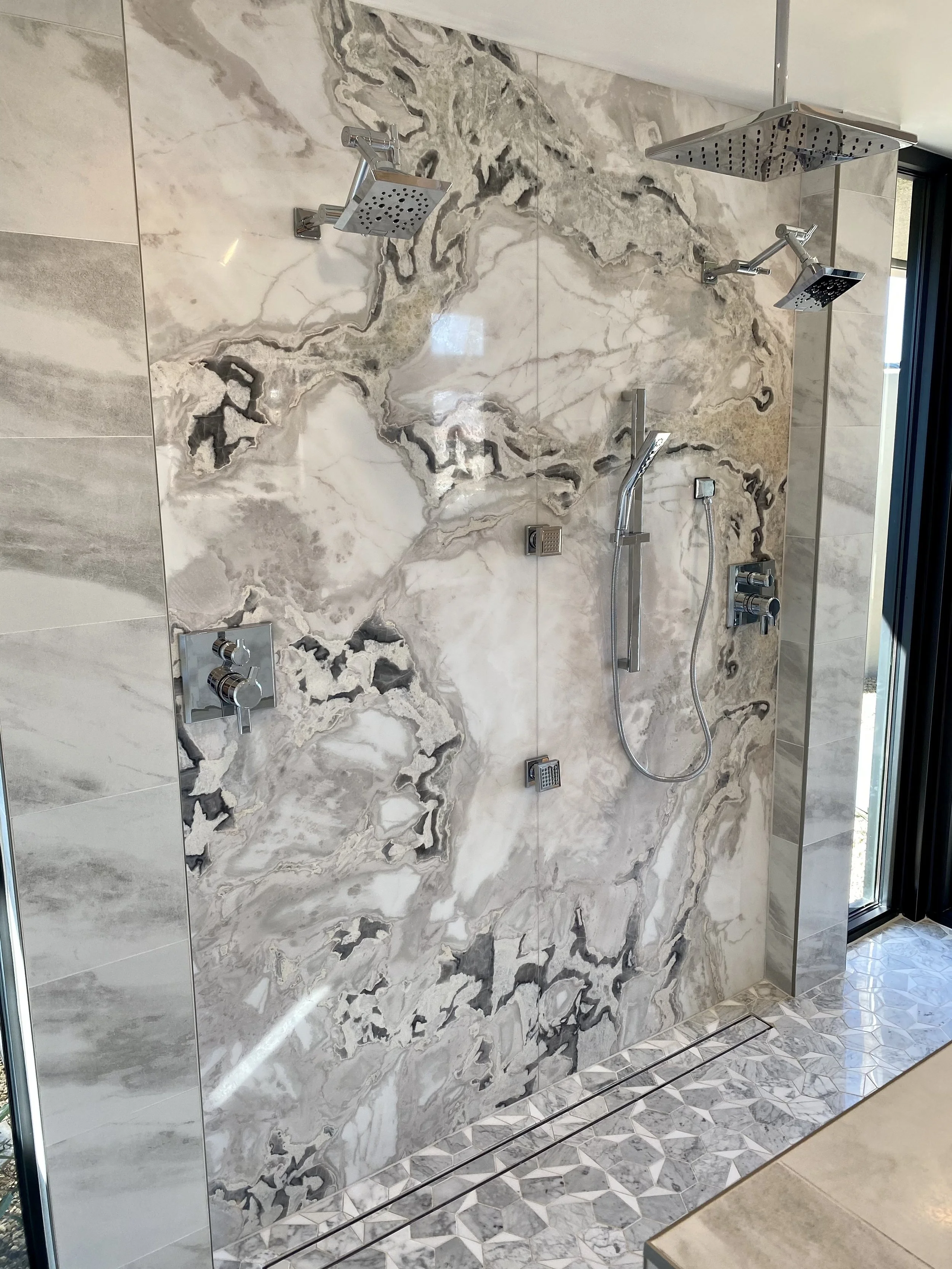 Quartzite shower wall