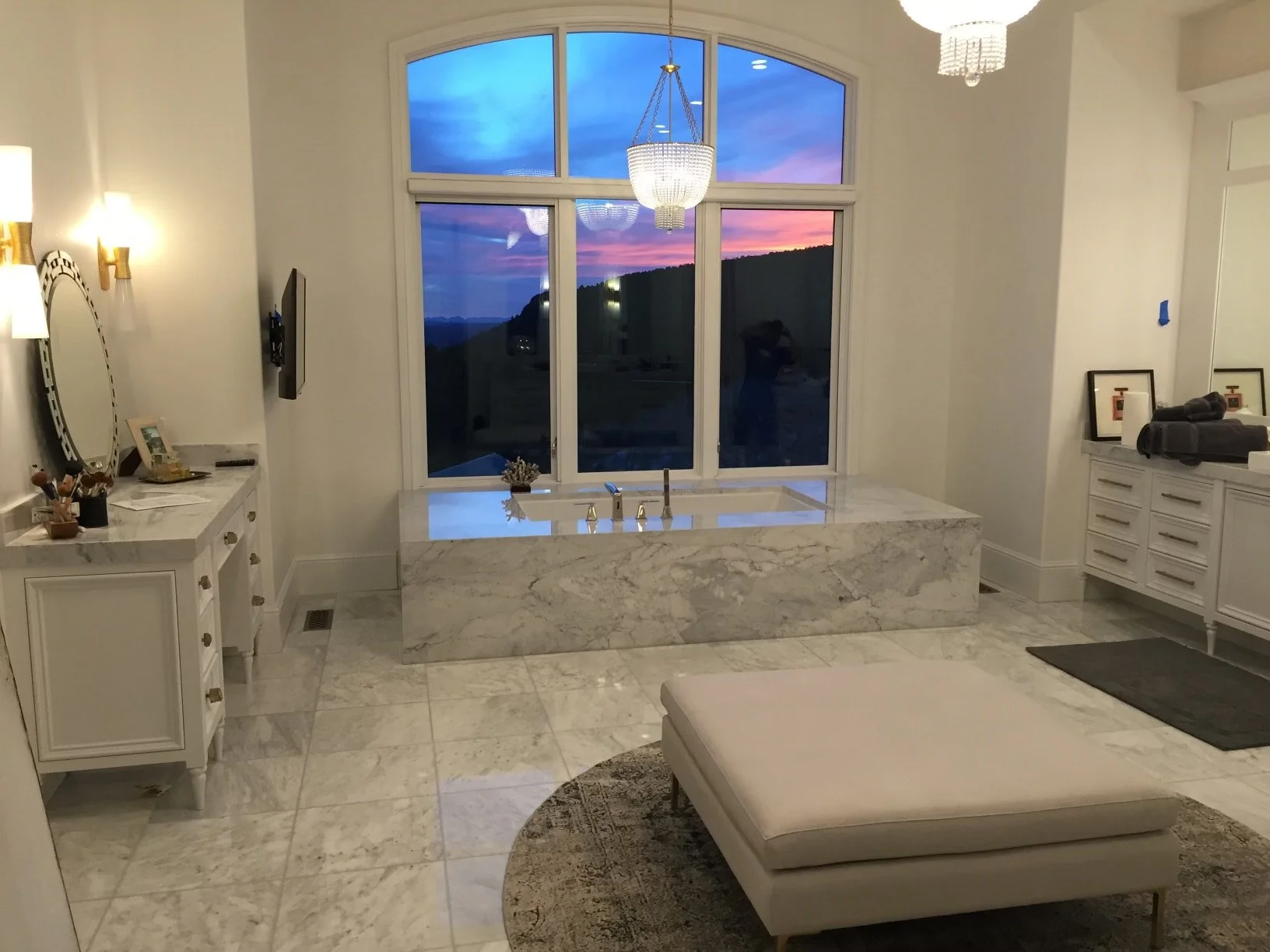 Primary bath with marble tub