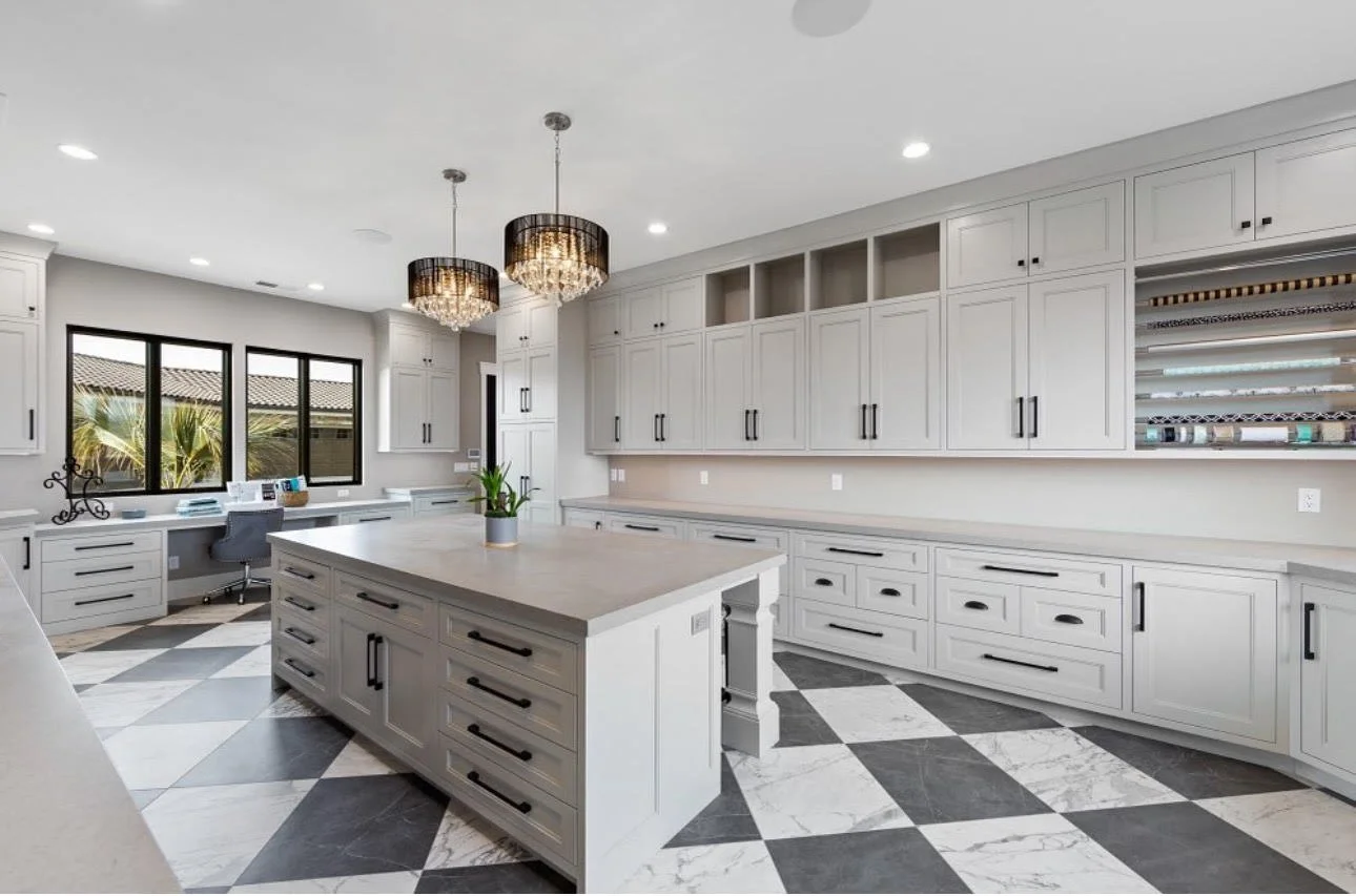 Large craft room with countertop made of Quartz