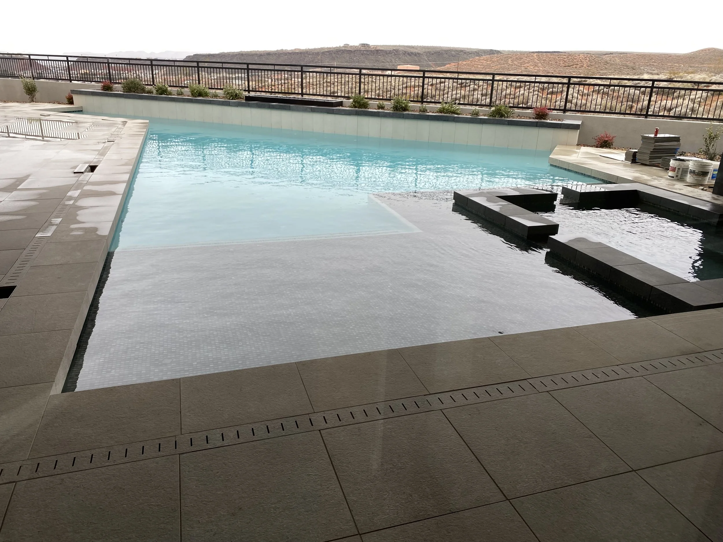 Pool coping and porcelain tile
