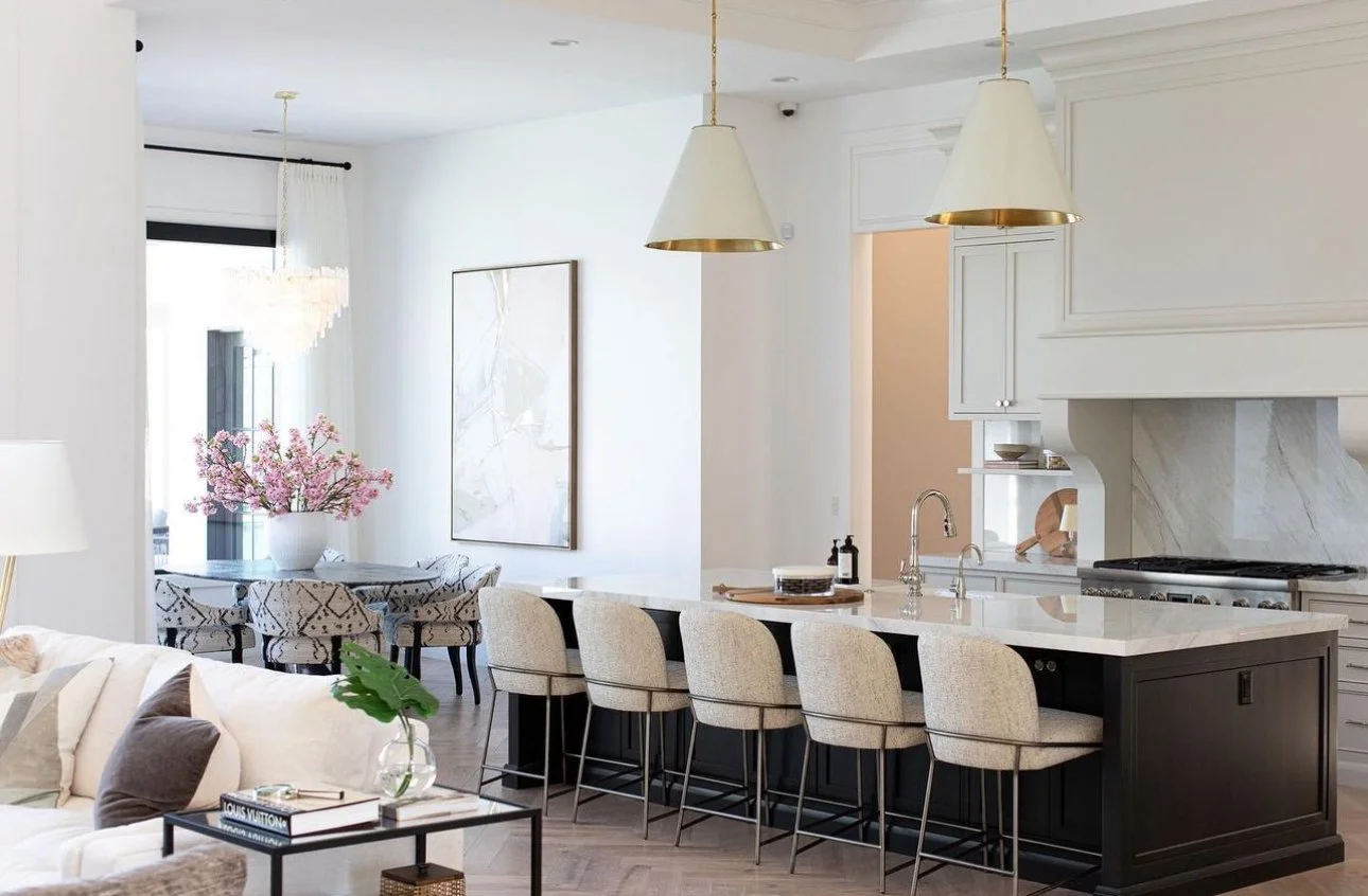 Kitchen with neolith countertops, a full height backsplash and mitered edges