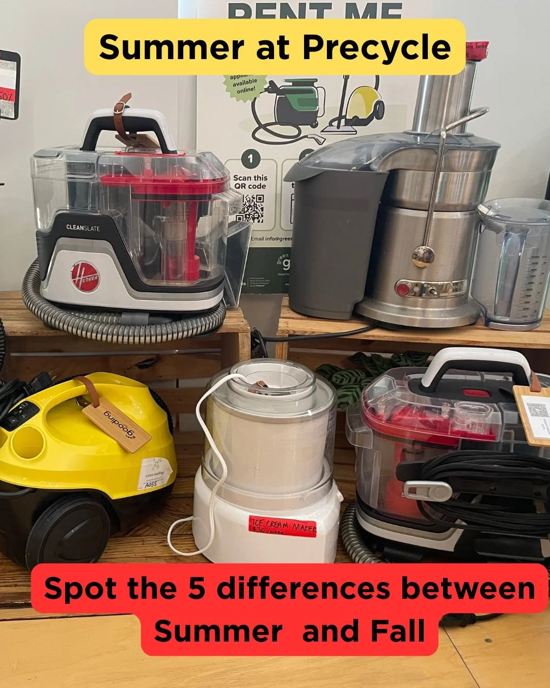 Hi everyone — fall is in the air, and we’re feeling a little playful today! 
Yesterday was change of guard day at Precycle, and we rearranged some of our small appliances on display to make things extra cozy as the weather cools down.
C