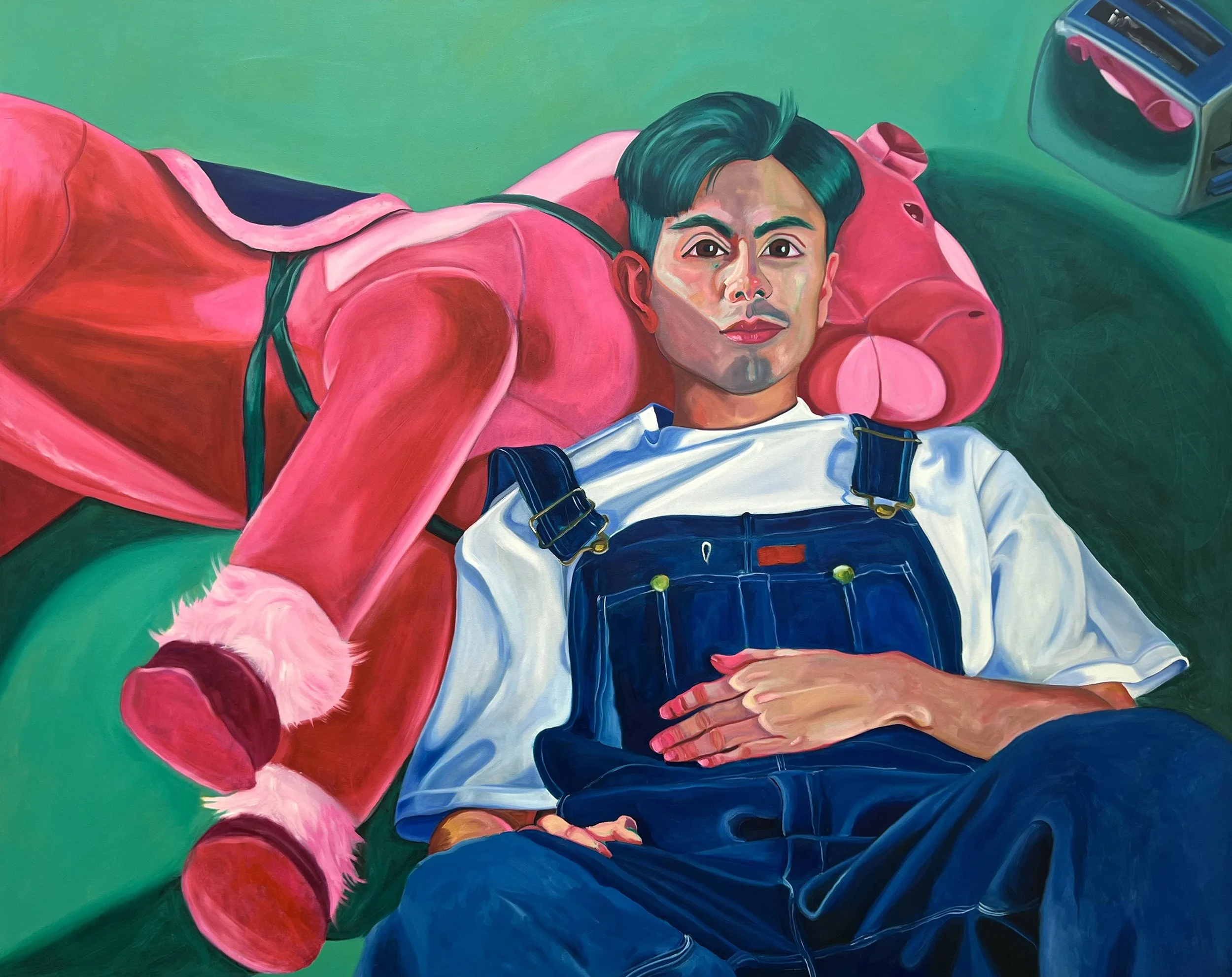 The Toaster, Pink Horse, and Sebastian, 60 x 48 inches, oil
