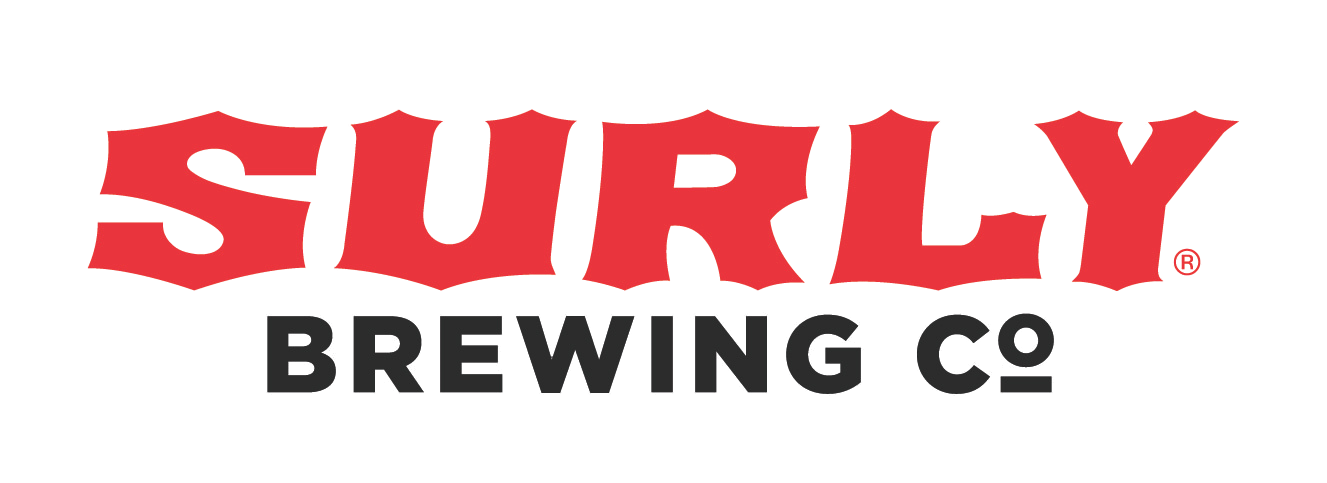Logo for Surly Brewing Co. with red and black lettering