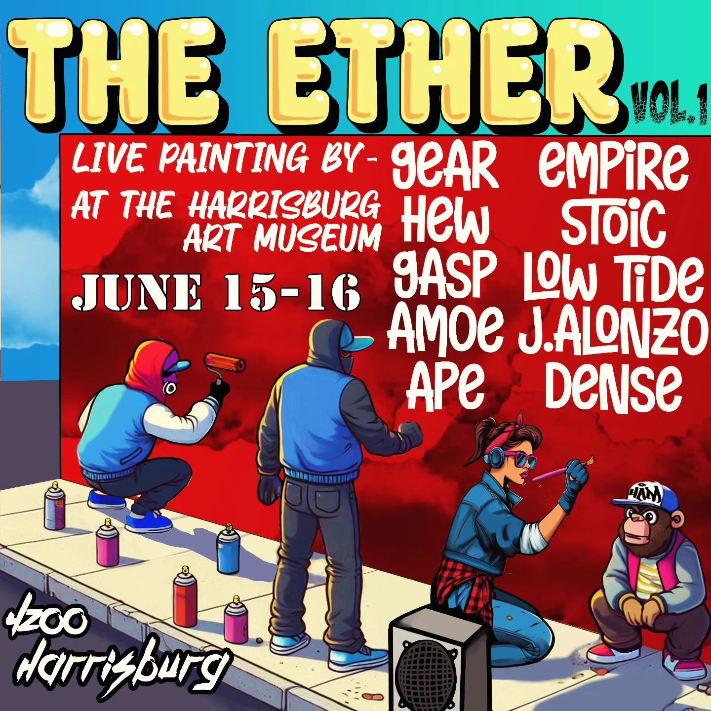 Join us June 15-16 for &quot;The Ether&quot; Vol.1 
A 2 day live painting session by local Houston artists that will be held every 2 months to bring some fresh art to the HAM walls. 
Some artists will have art and merch for sale so pull up, and watch