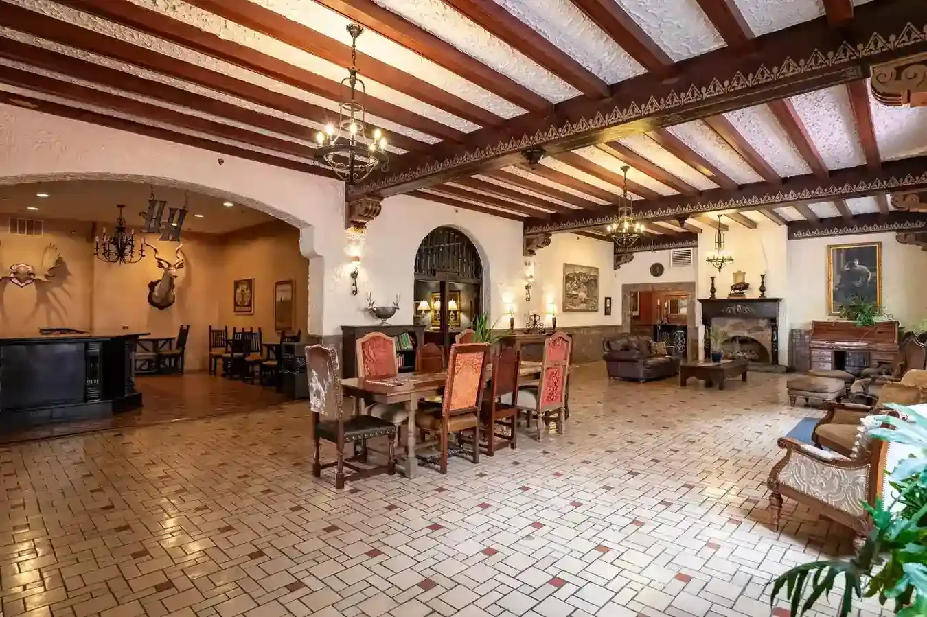 A recent photograph of the lobby of the historic Holland Hotel in Alpine, Texas.