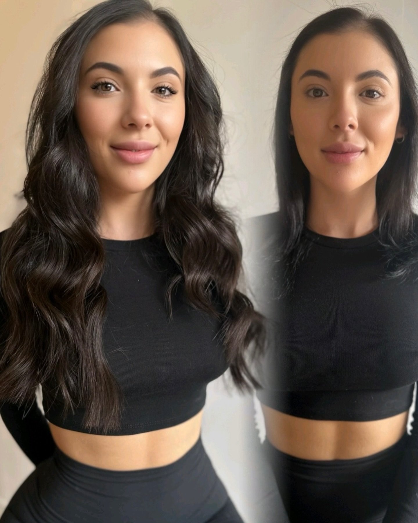 Created this look with 150 grams of 18 inch extensions, sewn in on two rows, we used a mix of #geniusweft and #handtiedweft extensions
Styled with #babylissprocanada 1 3/4 barrel curling iron and finished off with #oligopro texture spray and gloss se