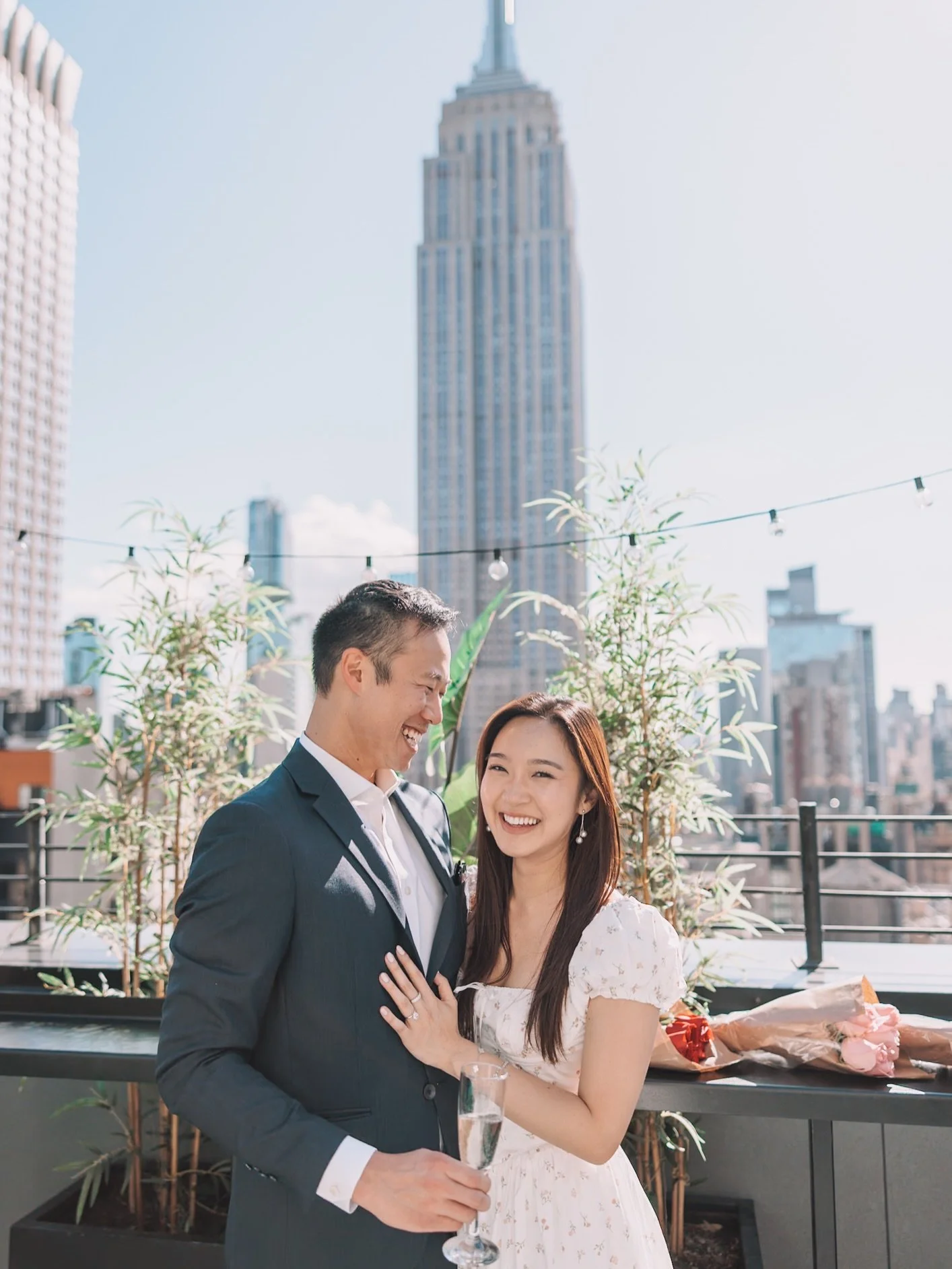 When you&rsquo;ve got the rooftop bar all to yourself, you have to make the most of it. Why not a proposal? Congrats J &amp; T! 🌆💍
.
.
.
#nycproposal #nycproposalphotographer #nycengagement #nycengagementphotographer #nycweddingphotographer