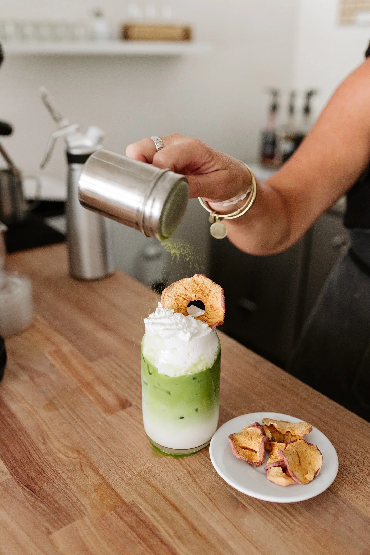 A little behind the scenes of our Apple Pie Matcha.

Made with our house-made apple pie syrup, matcha and dairy, and topped with whipped cream. It&rsquo;s our fall take on a matcha and it&rsquo;s only here for a limited time.

Open until 2 today!