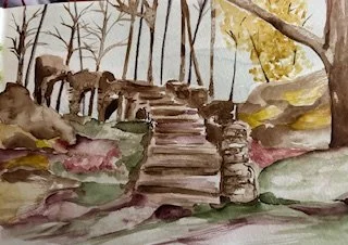 Jennifer Fish (Youngstown, OH) Stairway to Nowhere, mixed media, $150