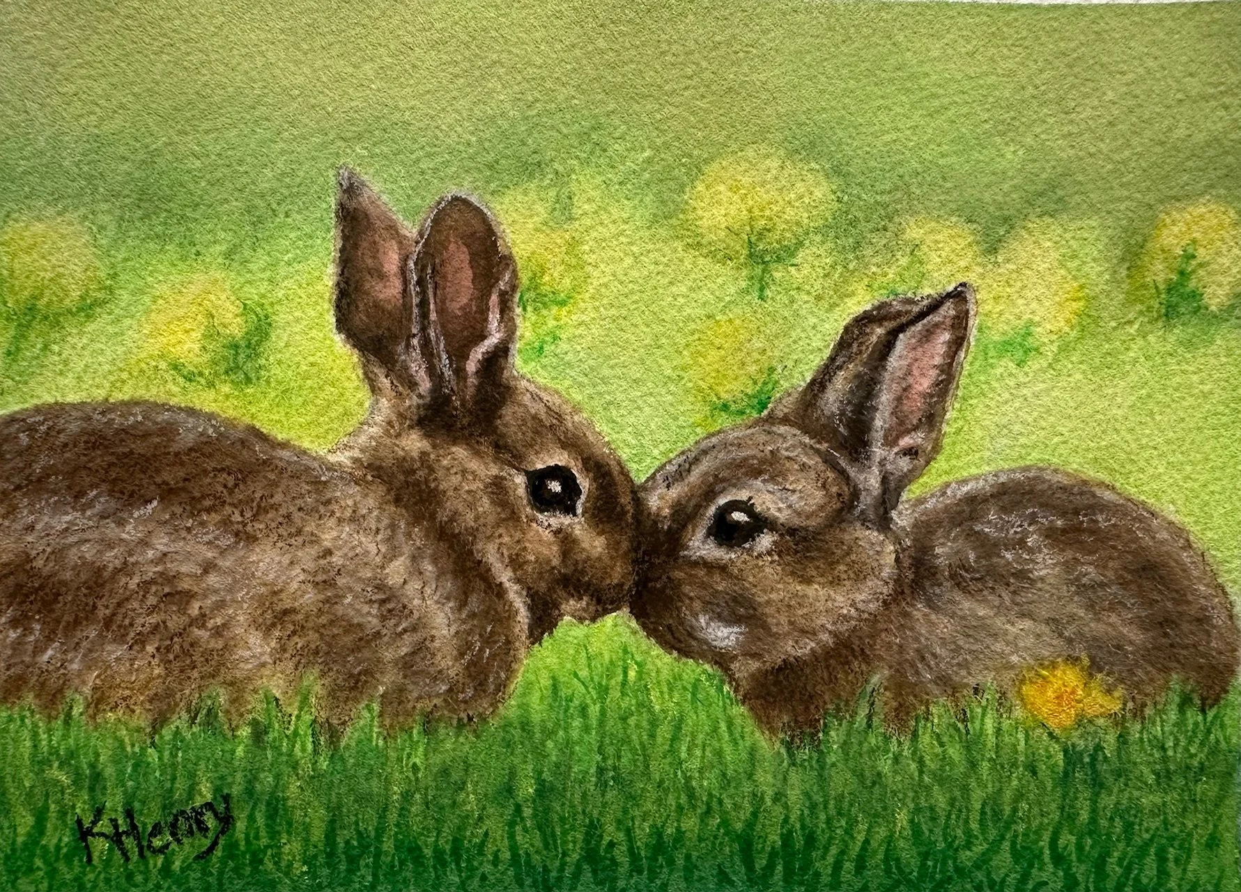 Karen Henry (East Liverpool, OH) Kissin’ Cousins, watercolor pastels, $75