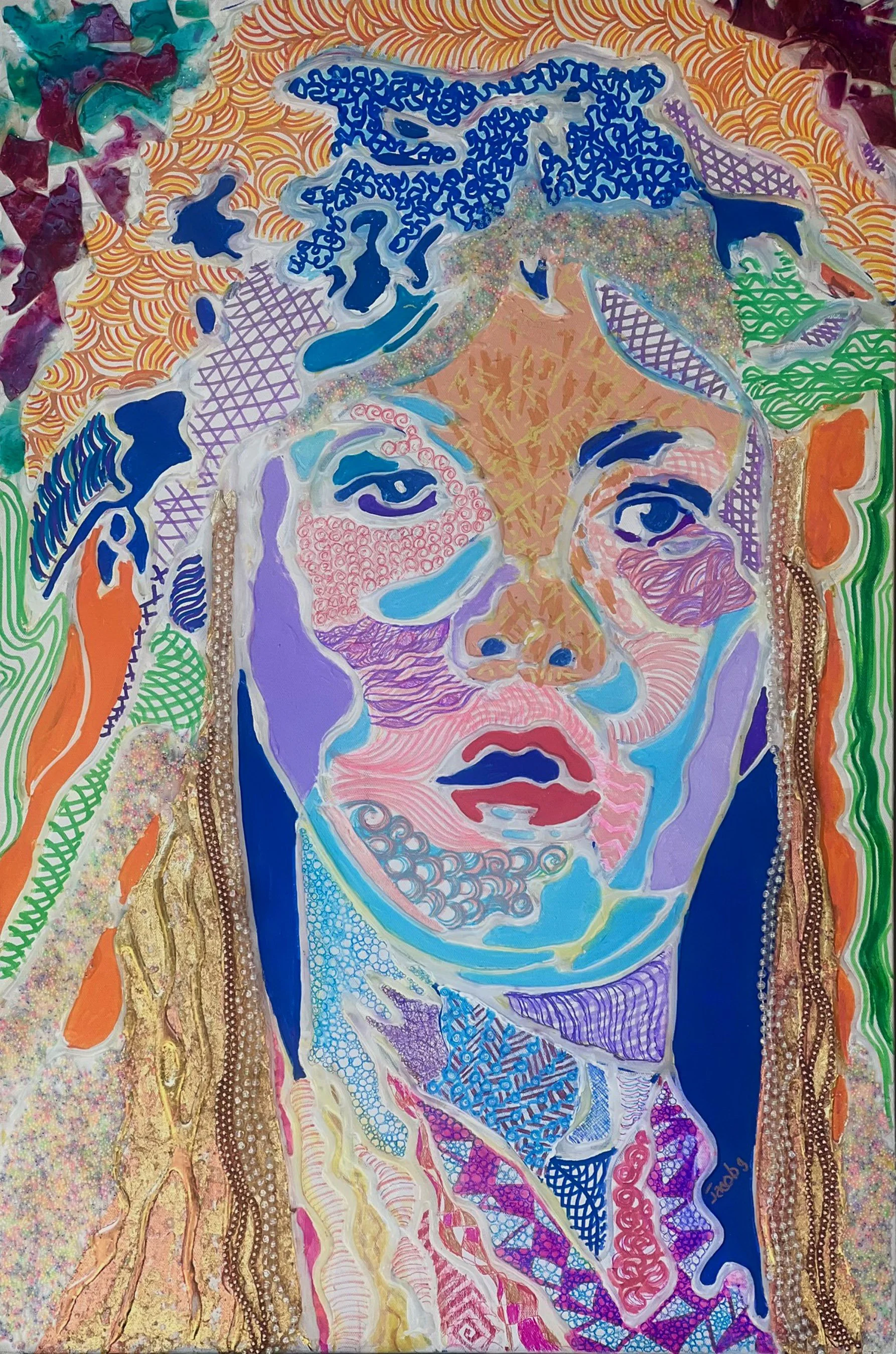 Susan Jacobs (Cortland, OH) Bella Donna, mixed media, $300