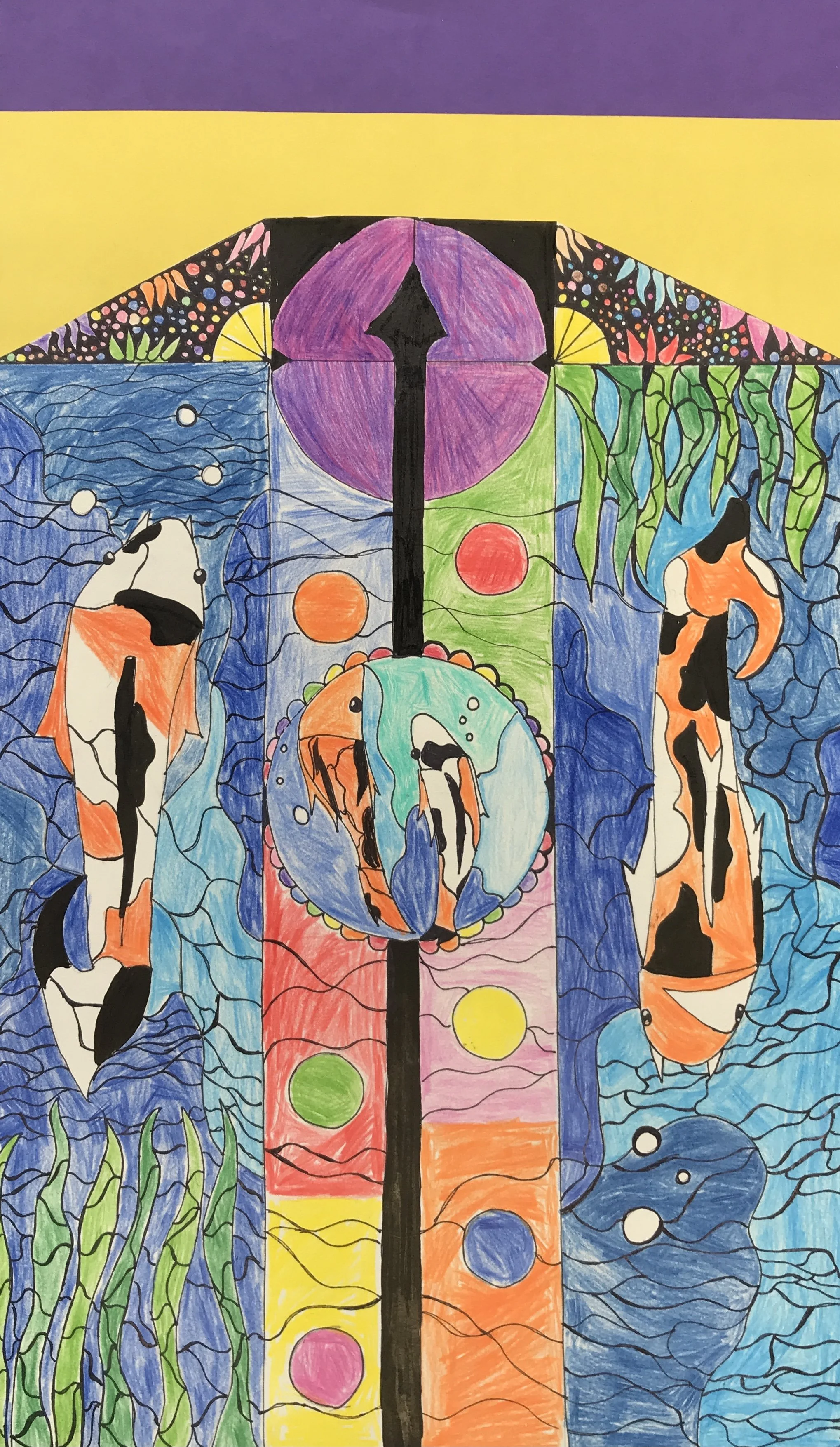 Laurel Jackson (Canfield, OH) Complimentary Koi Fish, mixed media, NFS