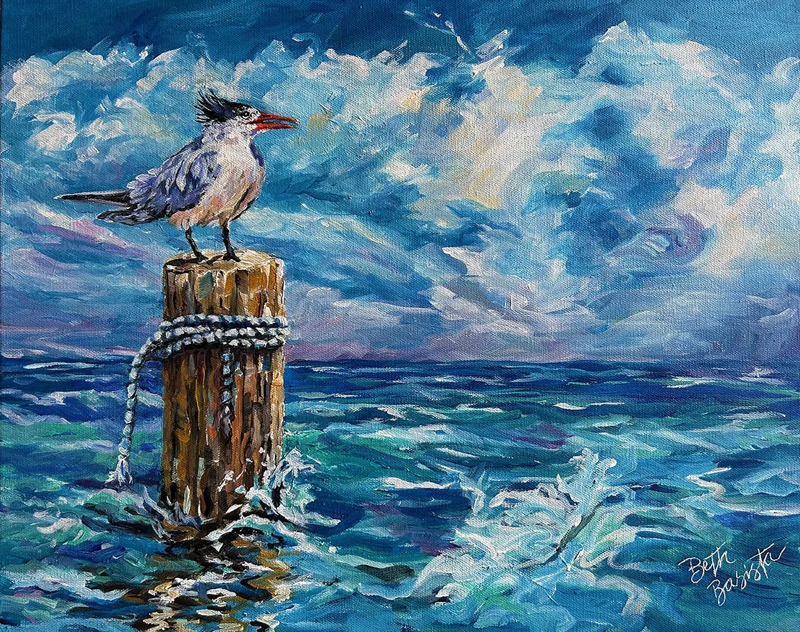 Beth Basista (Youngstown, OH) Royal Tern on Watch Duty, Acrylic, $800