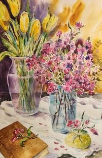 Elizabeth A. Ford (Struthers, OH)   Fallen Petals, Watercolor, $450