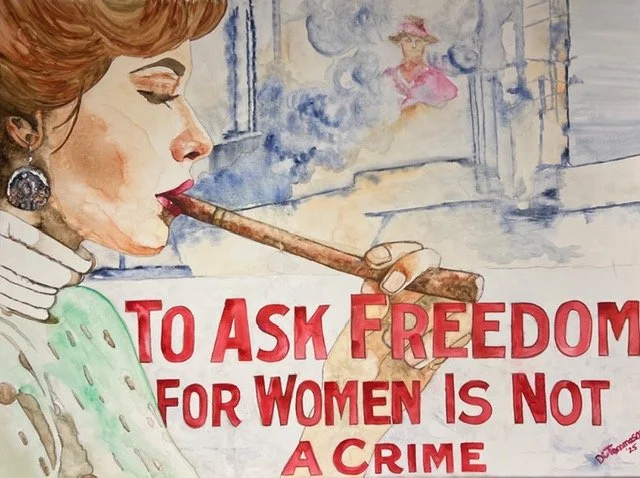 Melissa (DiTommaso) Hackett (Girard, OH)  To Ask Freedom for Women is NOT a Crime, Watercolor, $400