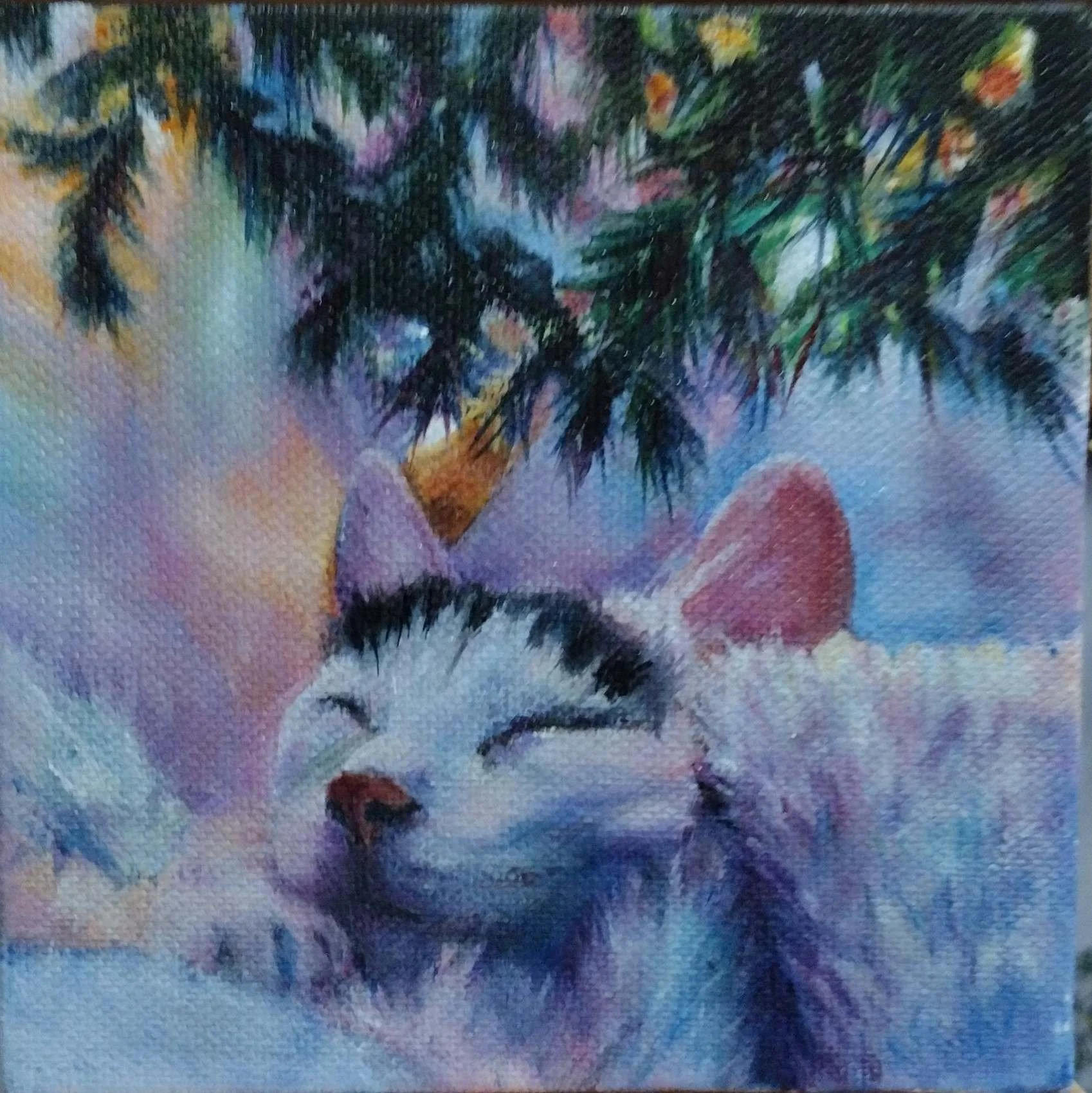 Suzy Mikusevich (Warren, OH)  Tippy’s First Christmas, Oil, NFS