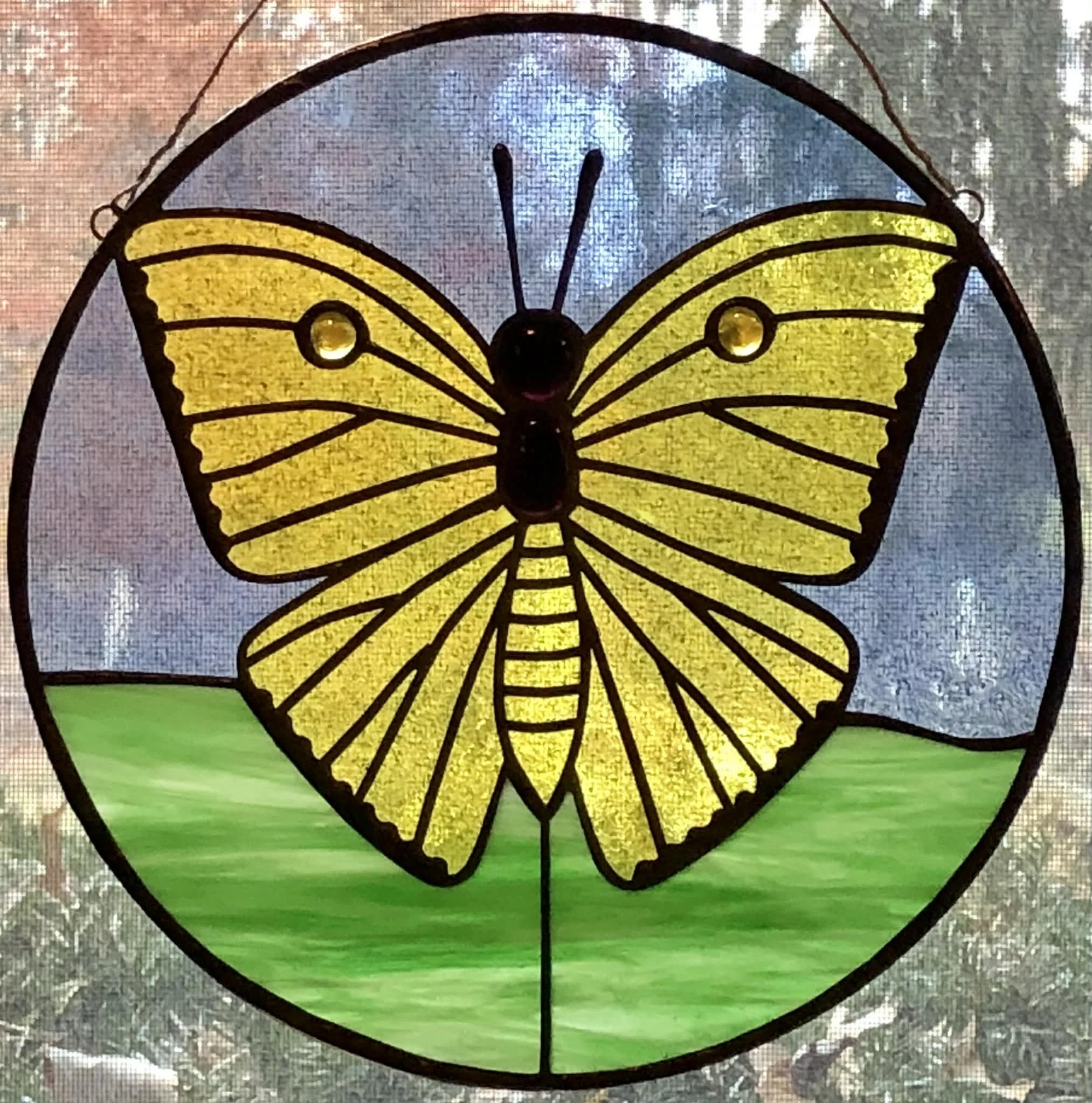Lynne Provance (West Farmington, OH)  Sulphur Butterfly, Stained Glass, $150
