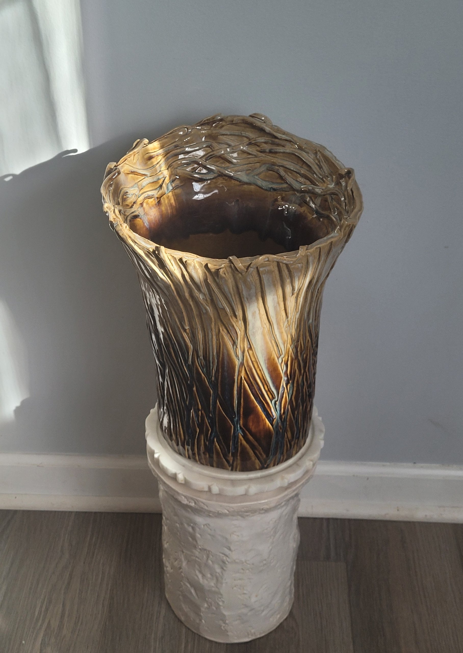 Tamara Racan (Hermitage, PA)  Sculpted Vase, Stoneware, $200