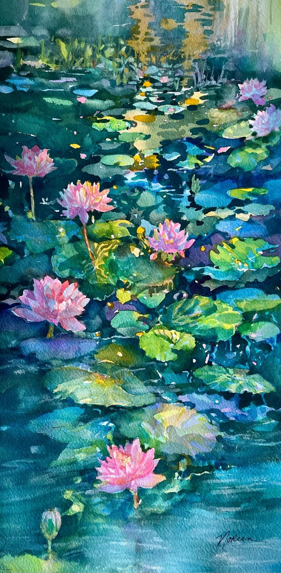 Noreen Yazvac (North Lima, OH)  Lily Pond, Watercolor, $475