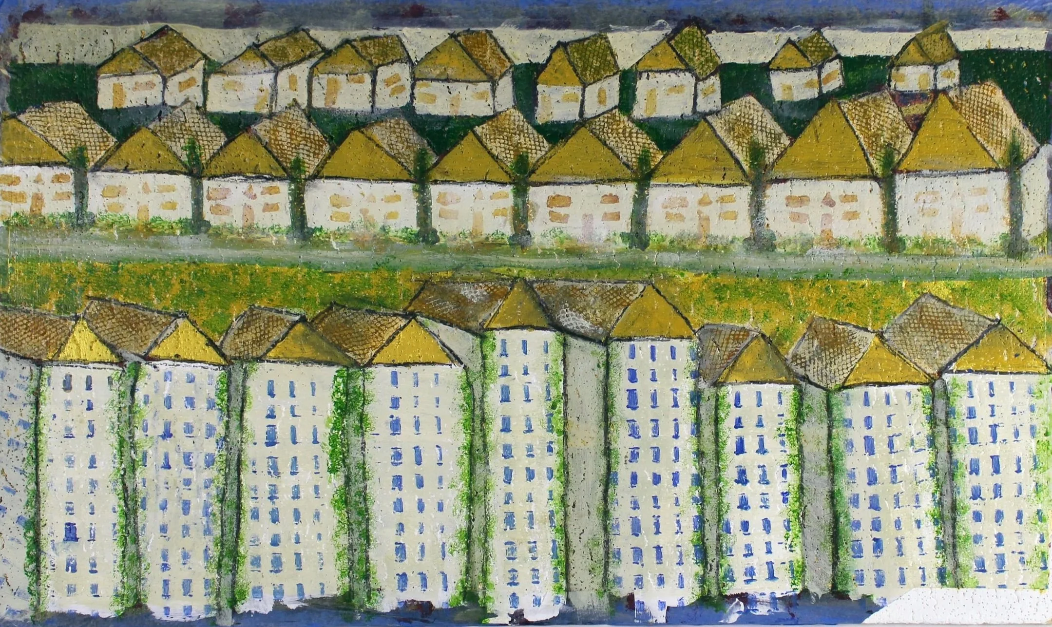 Need Housing on Cape Cod, 2021, acrylic on ceiling tile, 24' x 48'
