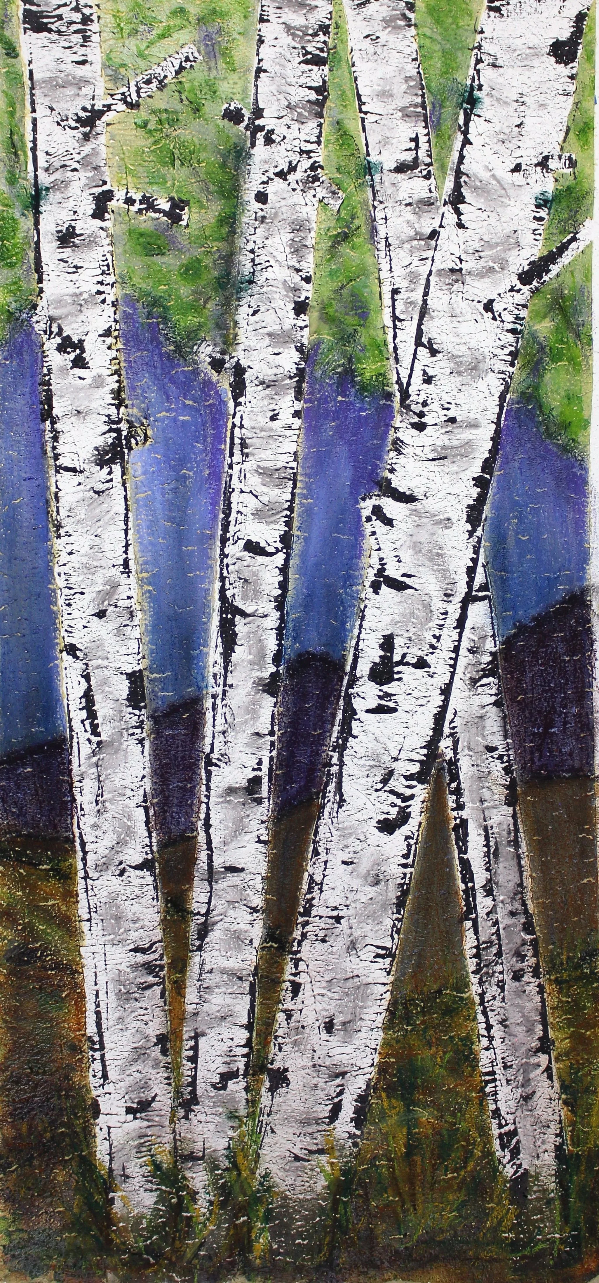 Birch Grove, No. 1, 2021, acrylic on ceiling tile, 24" x 48"