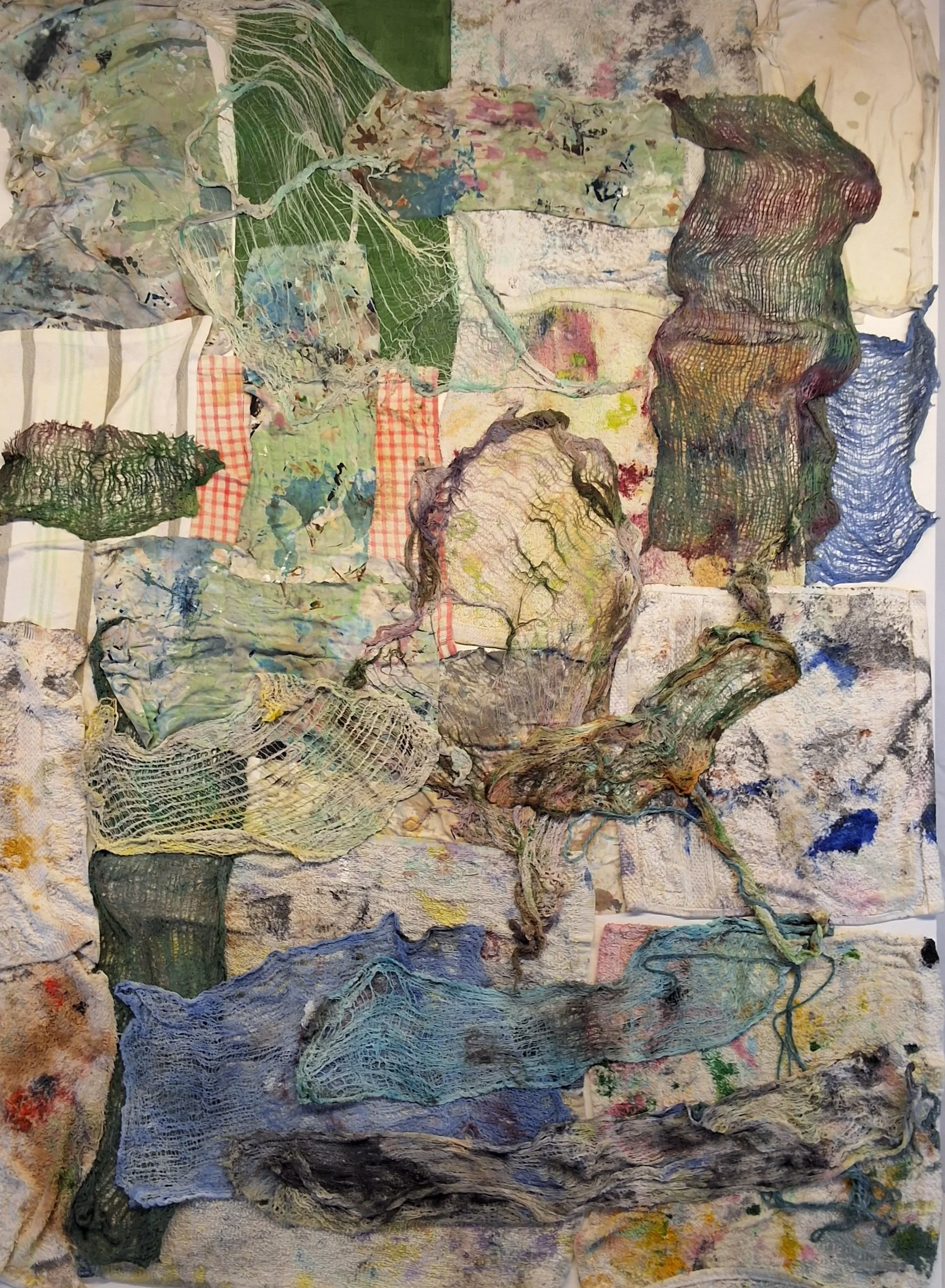 Painter's Rags Series - Summer, 2026, acrylic and cloth on canvas, 36" x 48"