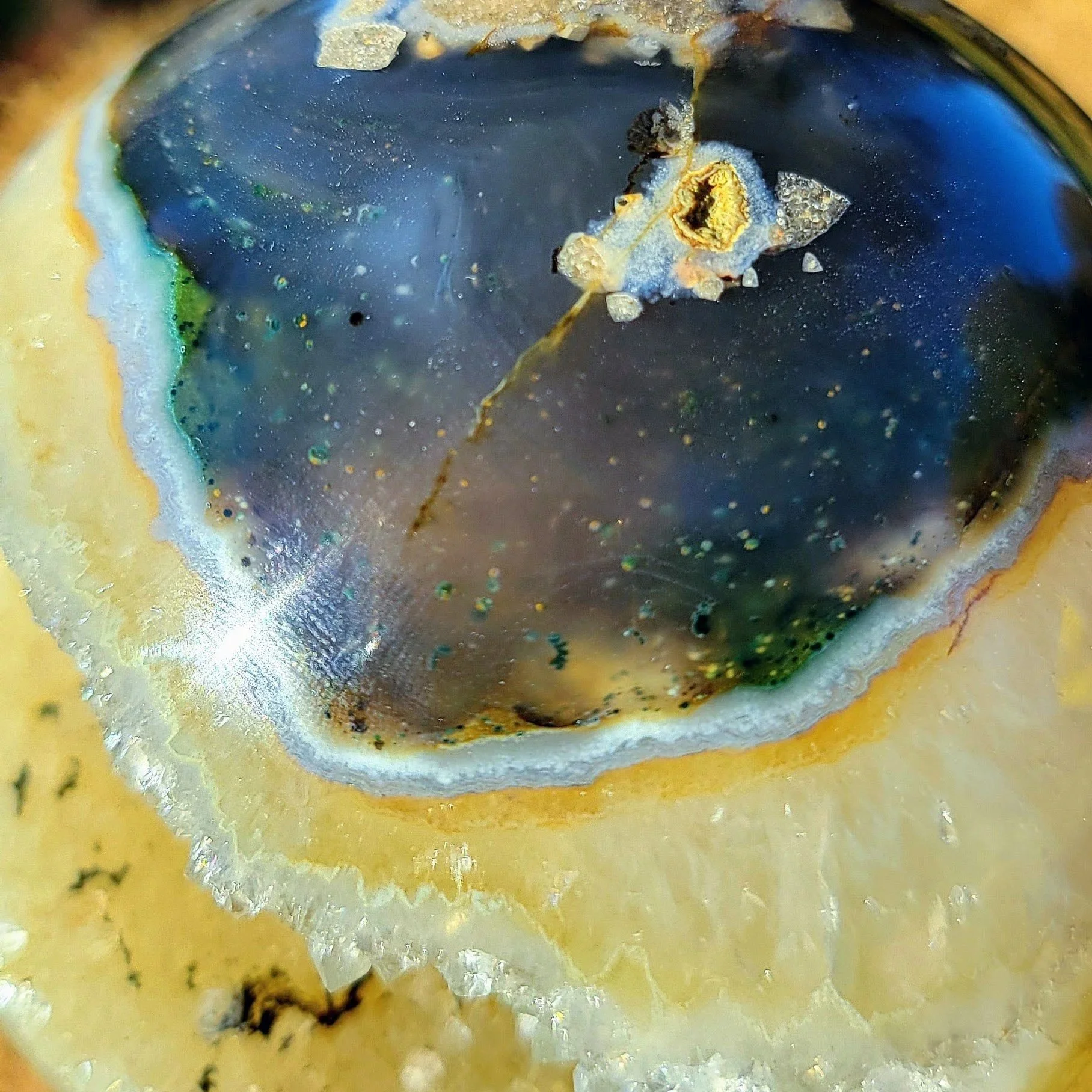 The top of an agate crystal sphere