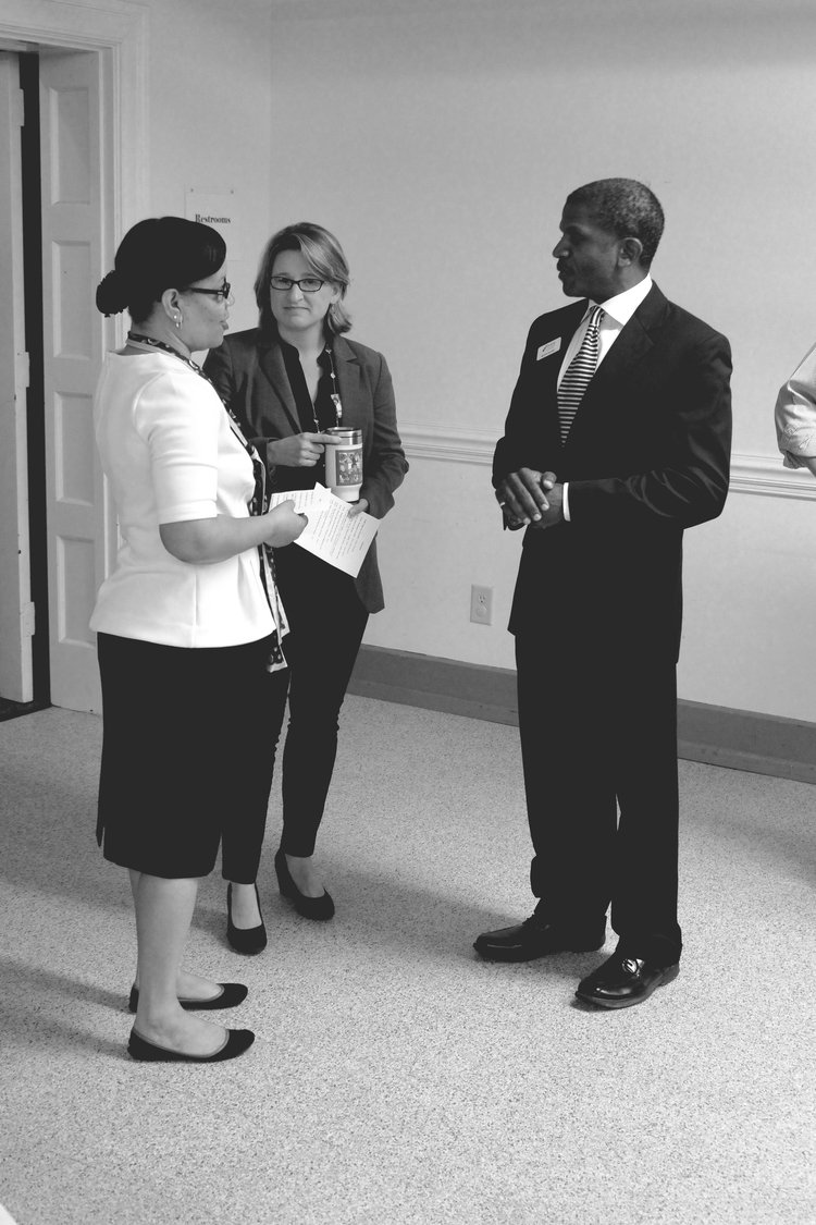Rev. Alice Davis of Asbury UMC (left), Rev. Jessie Larkins - Assistant District Superintendent for the Corridor District of the NC Conference of the UMC (middle), Rev. Keith Daniel of StepUp NC (right)
