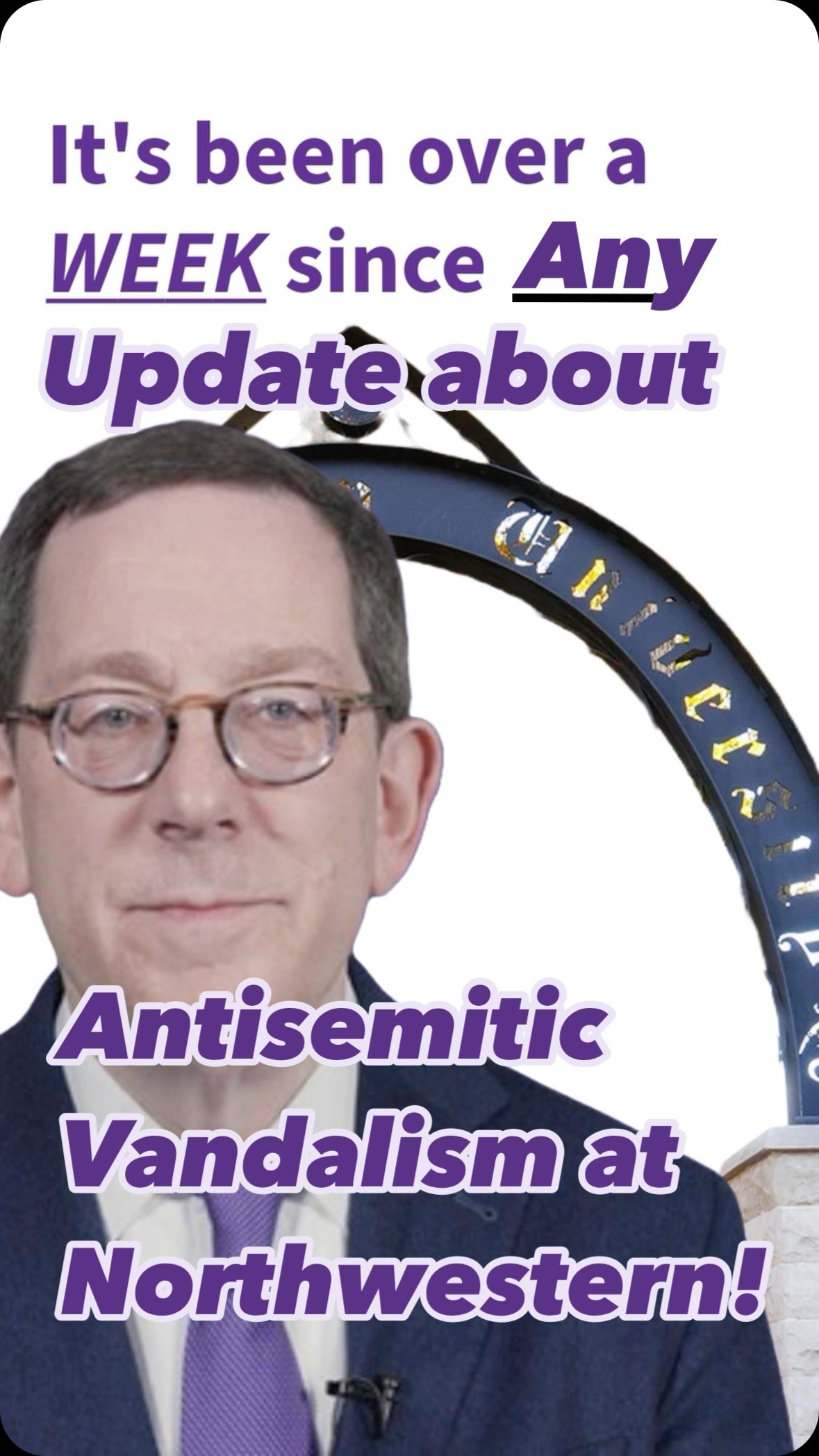 We should not have to wait over a week for an update on the search for these antisemitic vandals, @NorthwesternU and @NorthwesternPresident Schill. Protect and inform your community…it’s not a difficult ask.