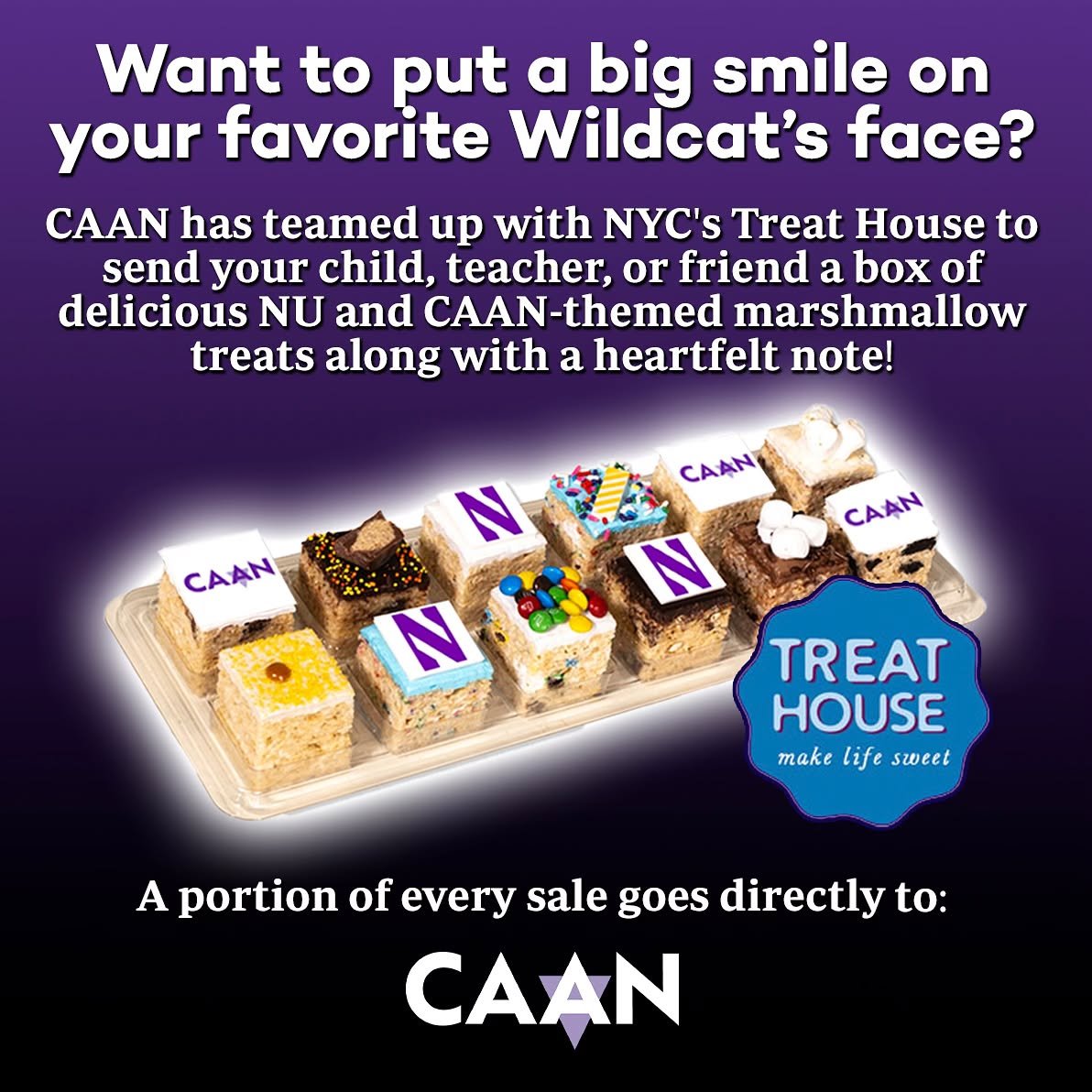 CAAN has partnered with the renowned @TreatHouse in NYC to bring you custom, delicious Rice Krispie Treats that are perfect for your Wildcats! Click 🔗 in bio to order!
These aren’t just any treats; they are gourmet marshmallow creations that