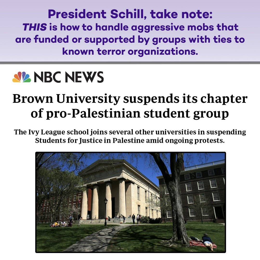 CAAN commends @brownu for taking decisive action against SJP, a group associated with internationally designated terrorist organizations.
There is no place for hate or terror on college campuses.
@NorthwesternPresident Schill - please continue to