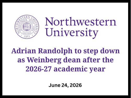 CAAN Note: While Northwestern's announcement highlights Dean Randolph's academic accomplishments, it cannot erase the reality that his tenure coincided with the most hostile environment for Jewish, Israeli, and Zionist students in modern Northwestern