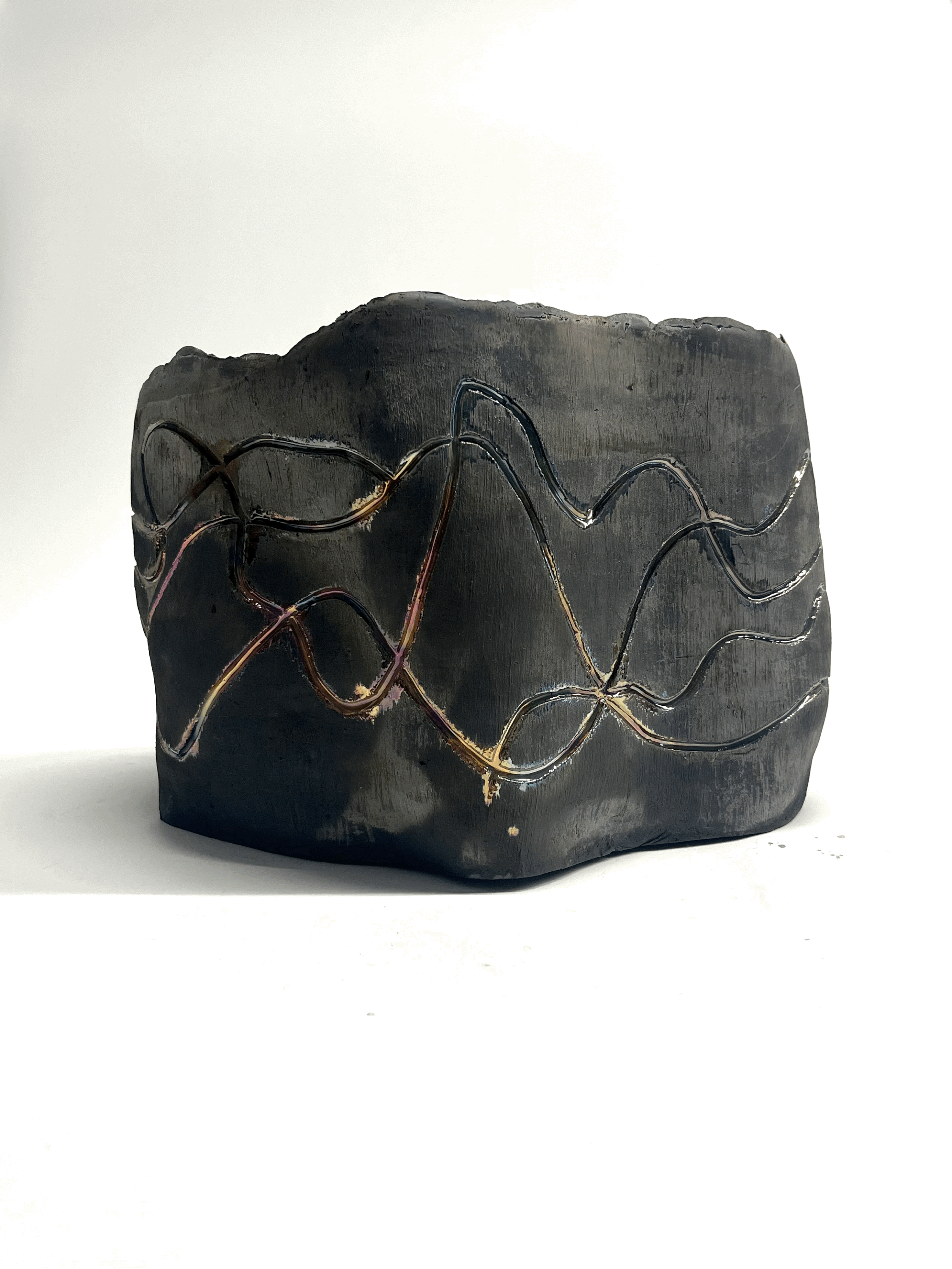 Worm Trail Raku Sculpture