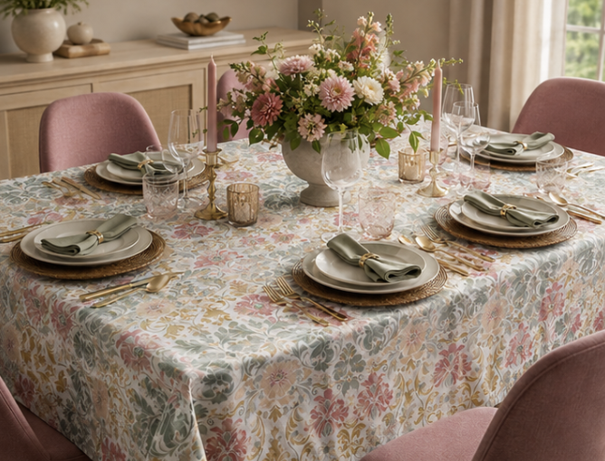 Pastel Floral Tablecloth