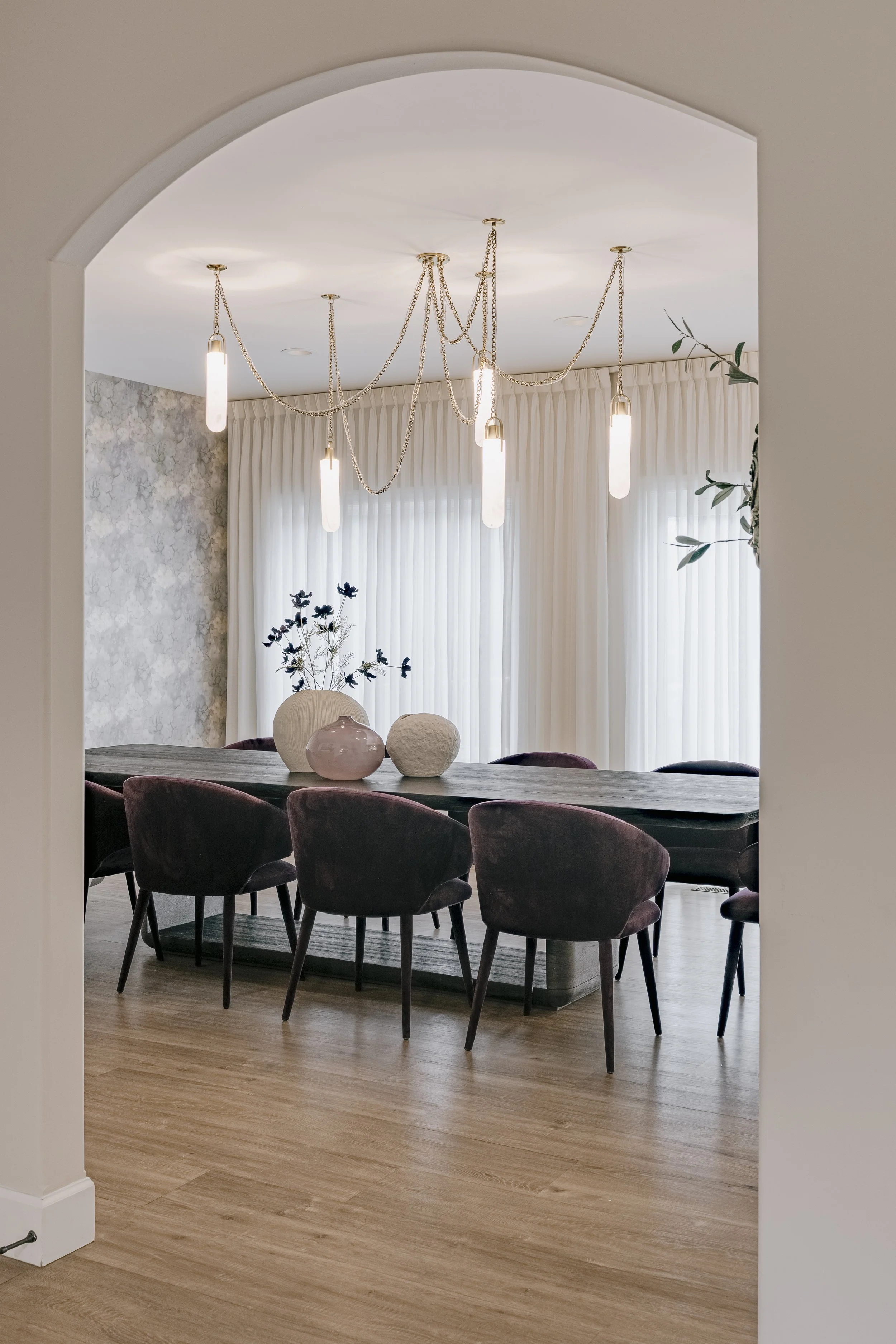 Refined Gatherings kitchen, bathroom, dining room, living room, and social spaces designed by Teela Bennett Design.