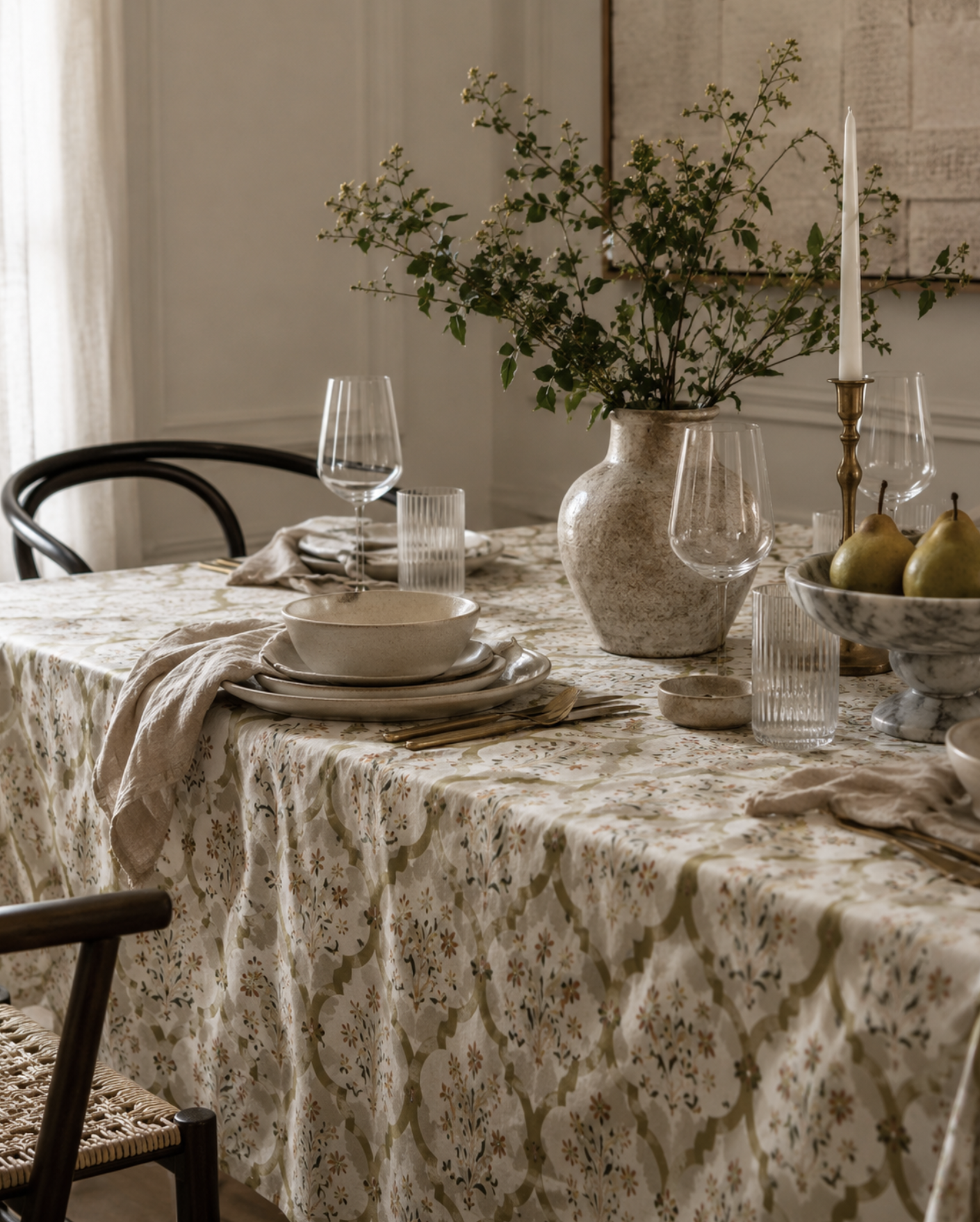 Green Floral Tablecloth