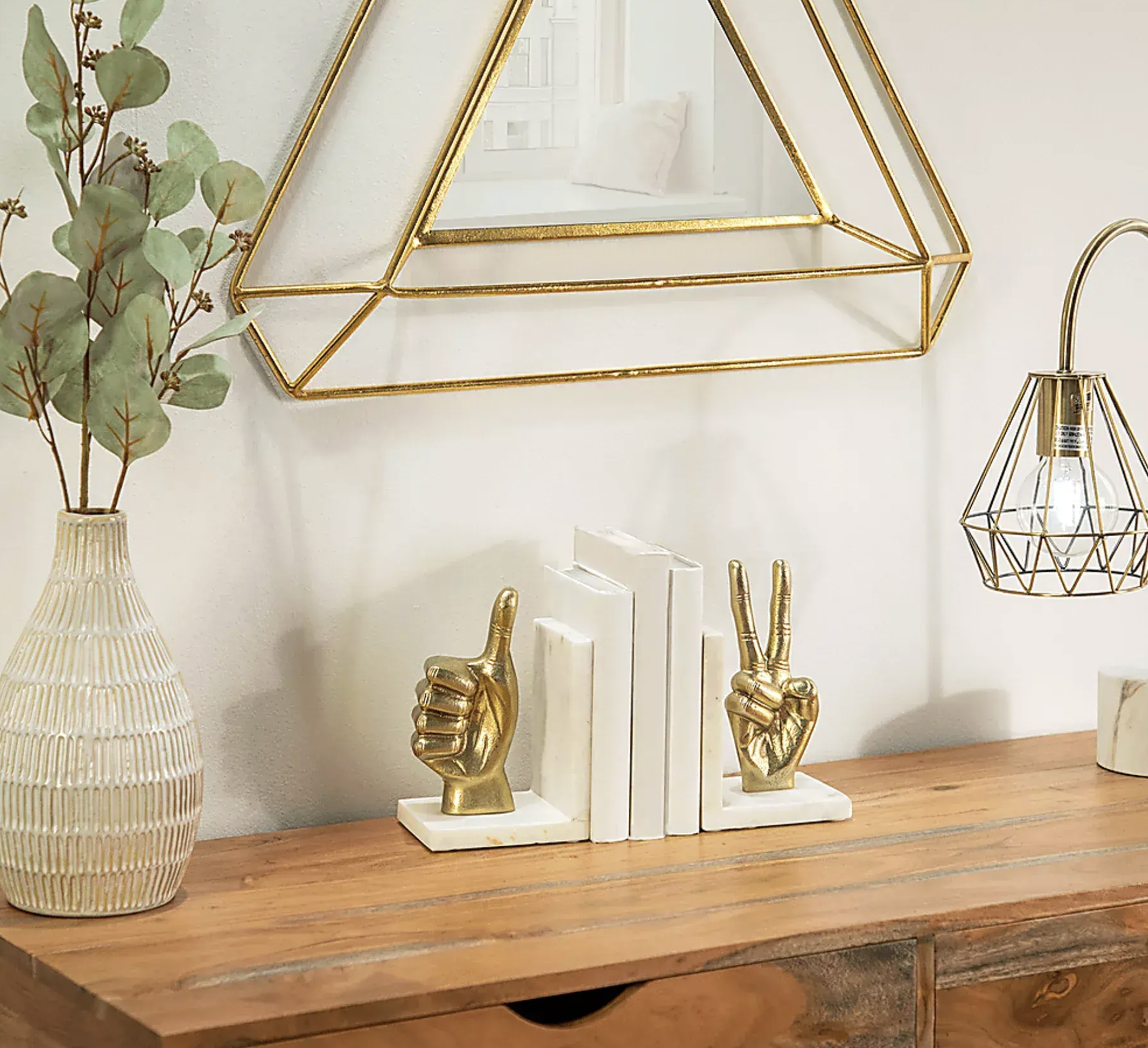 Hand Sign Bookends - Gold