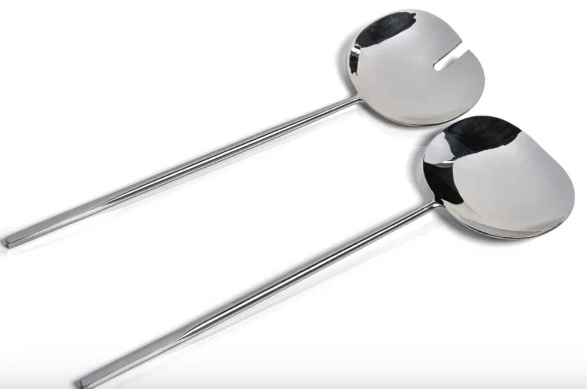Salad Server Set - Polished Nickel