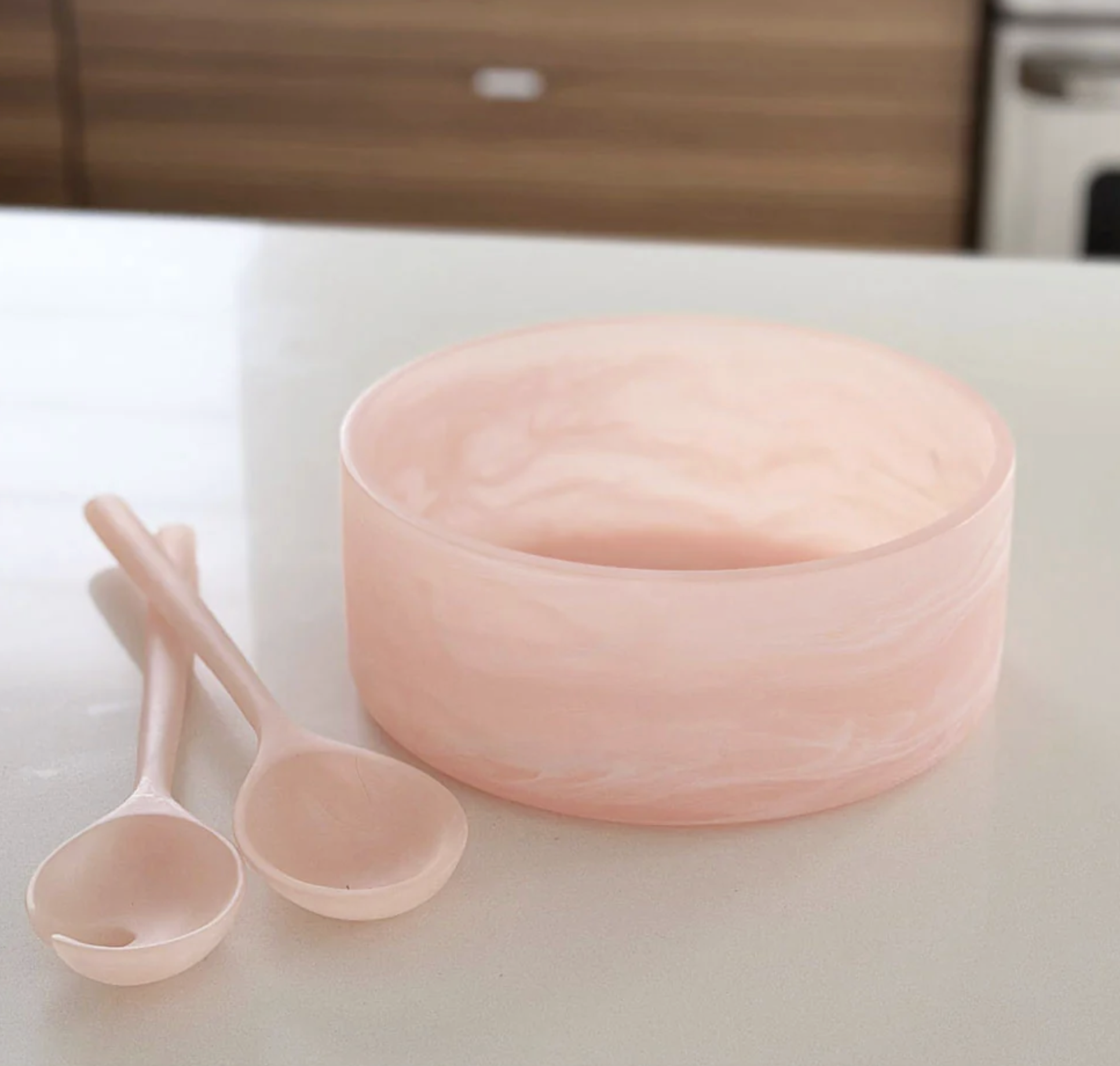 Resin pink Swirl Salad Servers