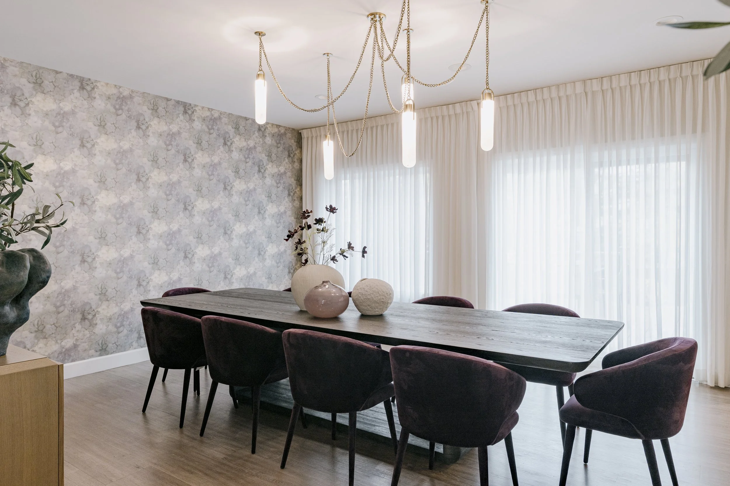 Refined Gatherings kitchen, bathroom, dining room, living room, and social spaces designed by Teela Bennett Design.
