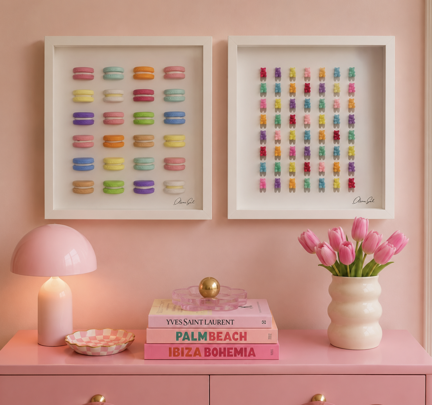 Mini Macaroon and Gummy Bear Wall Art Set