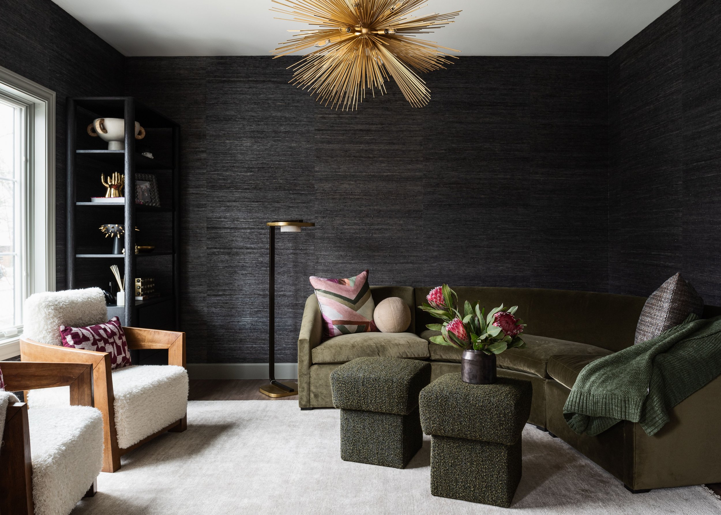 Refined Gatherings kitchen, bathroom, dining room, living room, and social spaces designed by Teela Bennett Design.