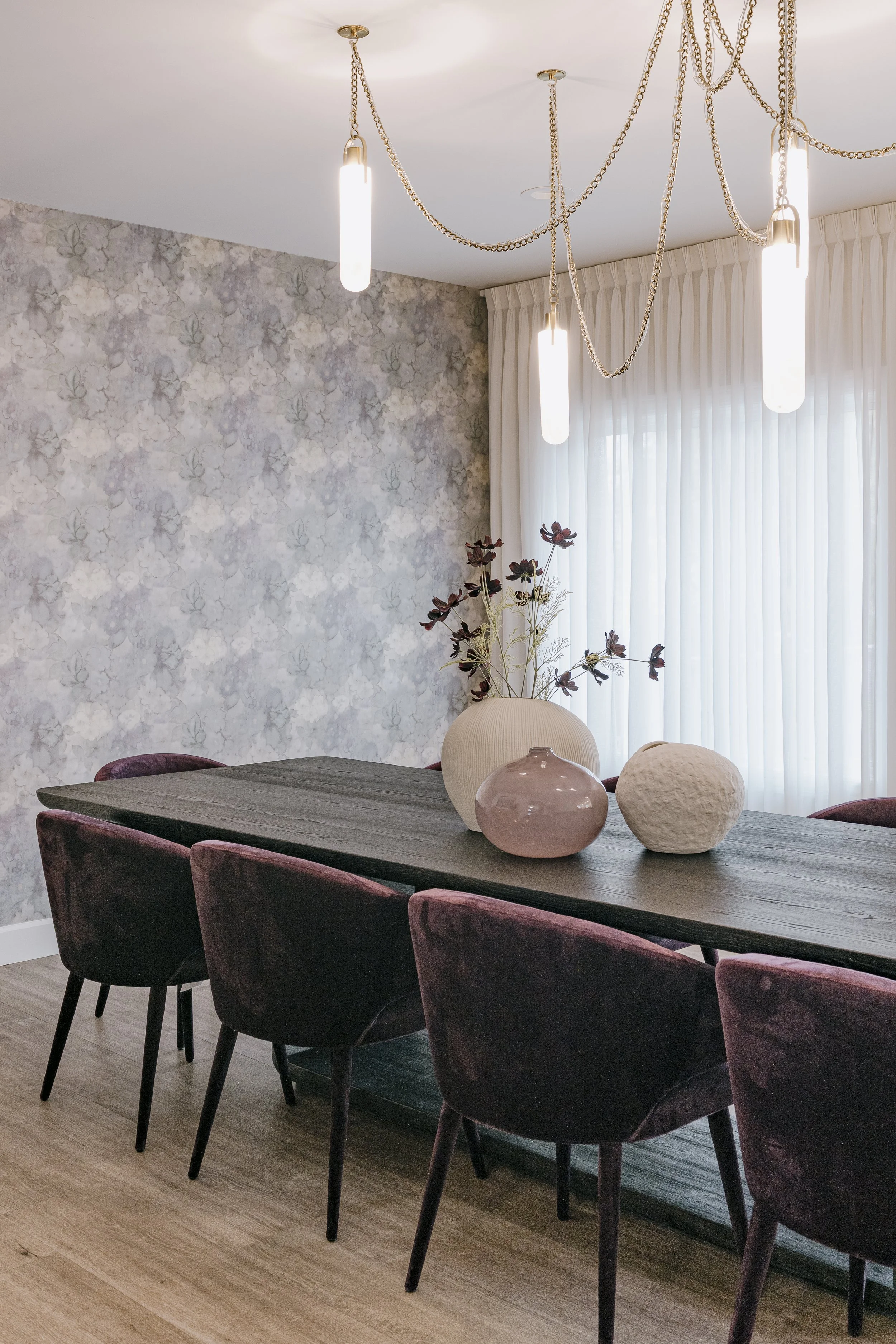 Refined Gatherings kitchen, bathroom, dining room, living room, and social spaces designed by Teela Bennett Design.